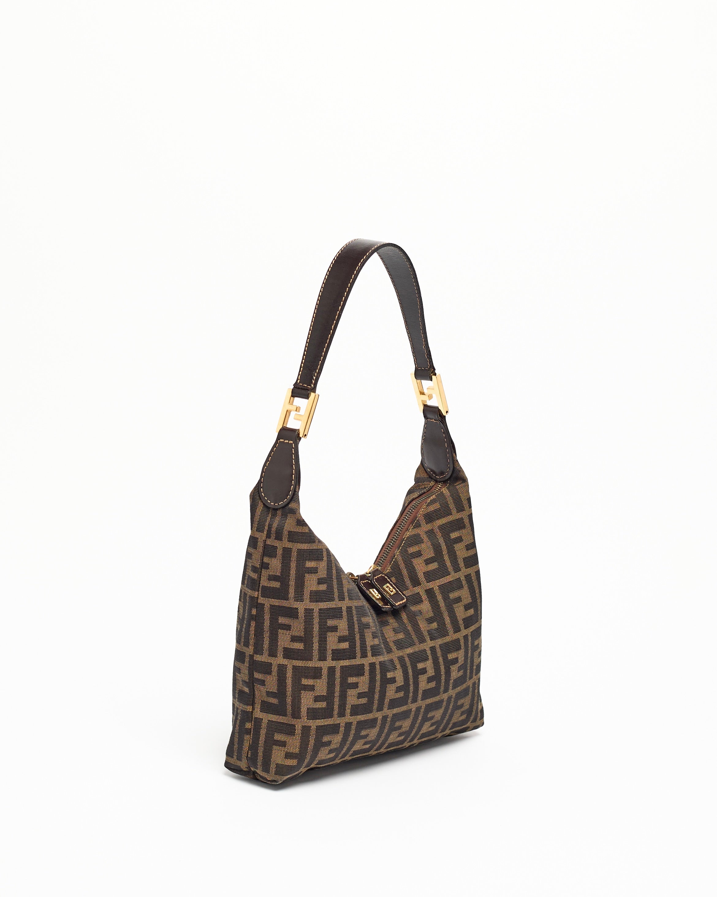 FENDI 1990’S ZUCCA V-LINE CANVAS SHOULDER BAG