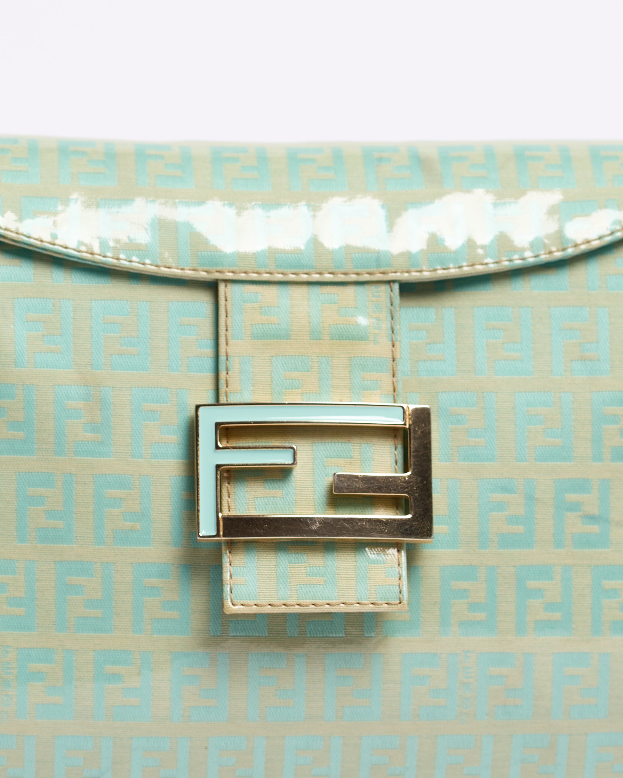 FENDI PVC TURQUOISE MAMMA BAGUETTE BAG