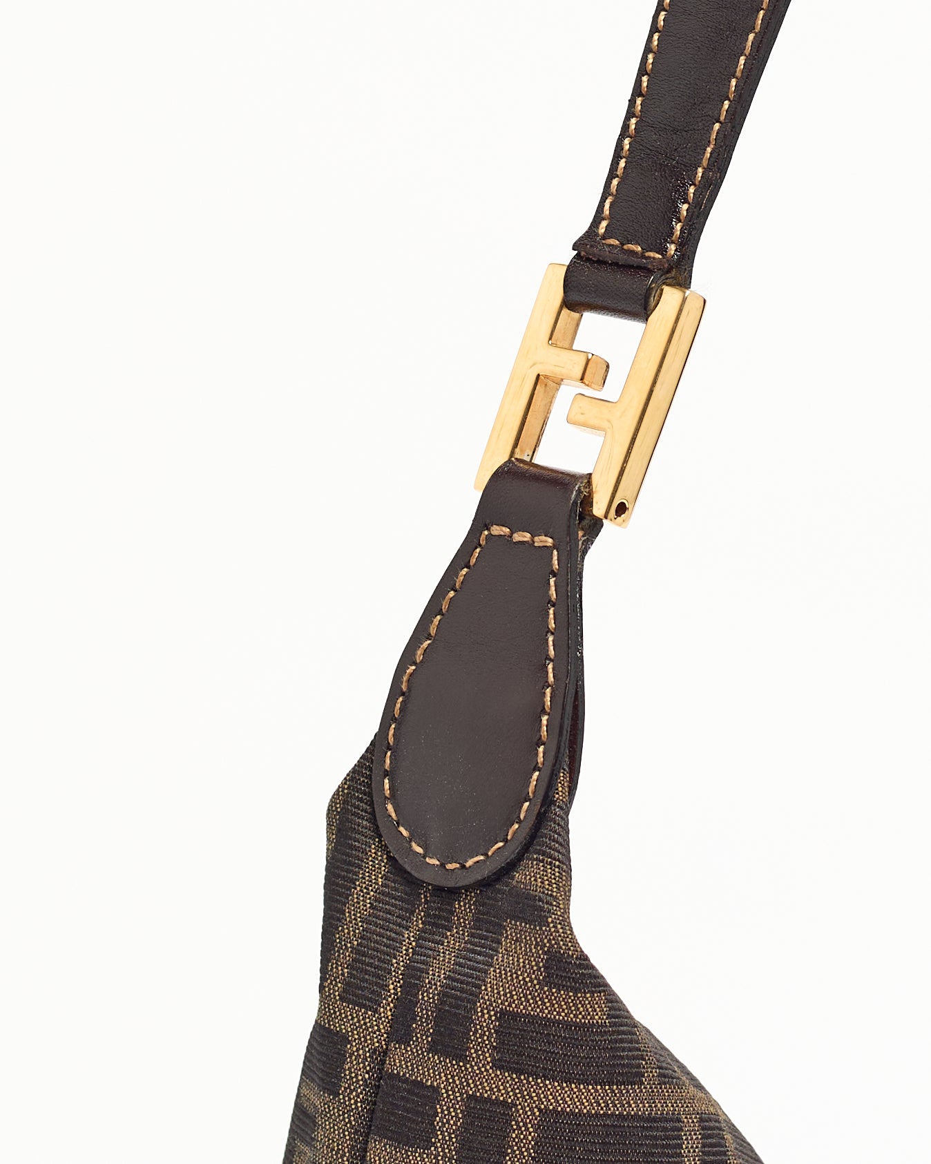 FENDI 1990’S ZUCCA V-LINE CANVAS SHOULDER BAG