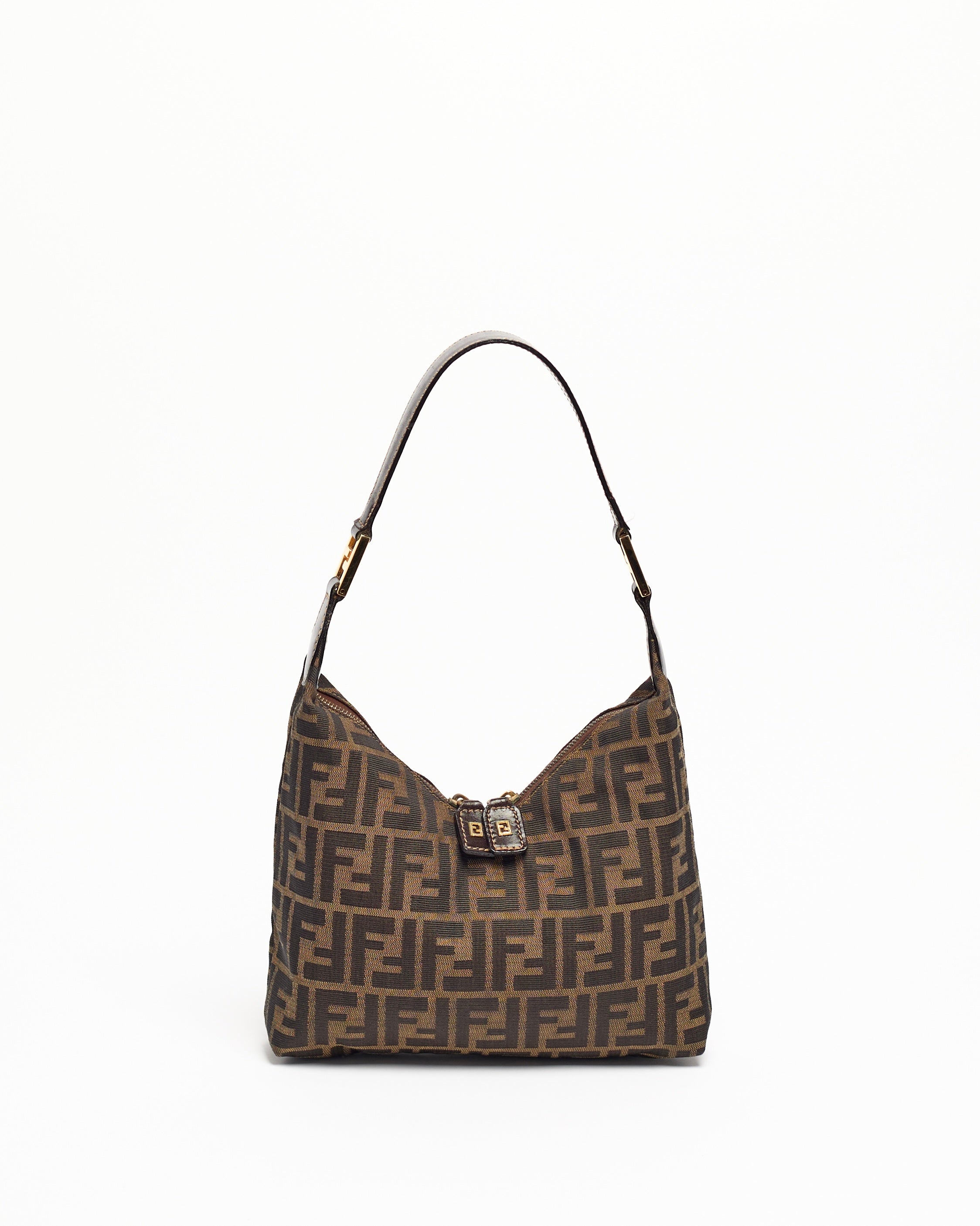 FENDI 1990’S ZUCCA V-LINE CANVAS SHOULDER BAG
