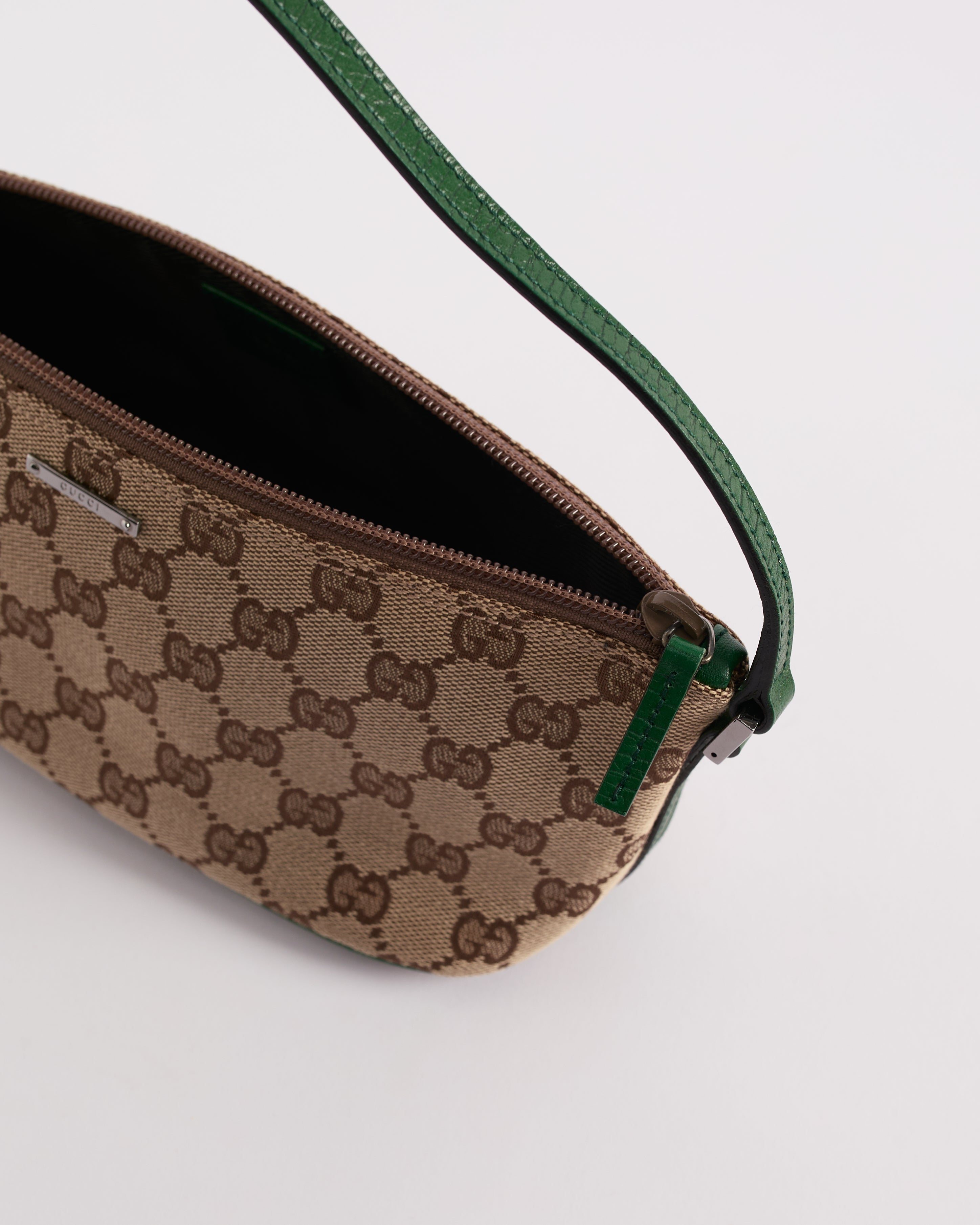 GUCCI 2000'S MONOGRAM GREEN POCHETTE BAG