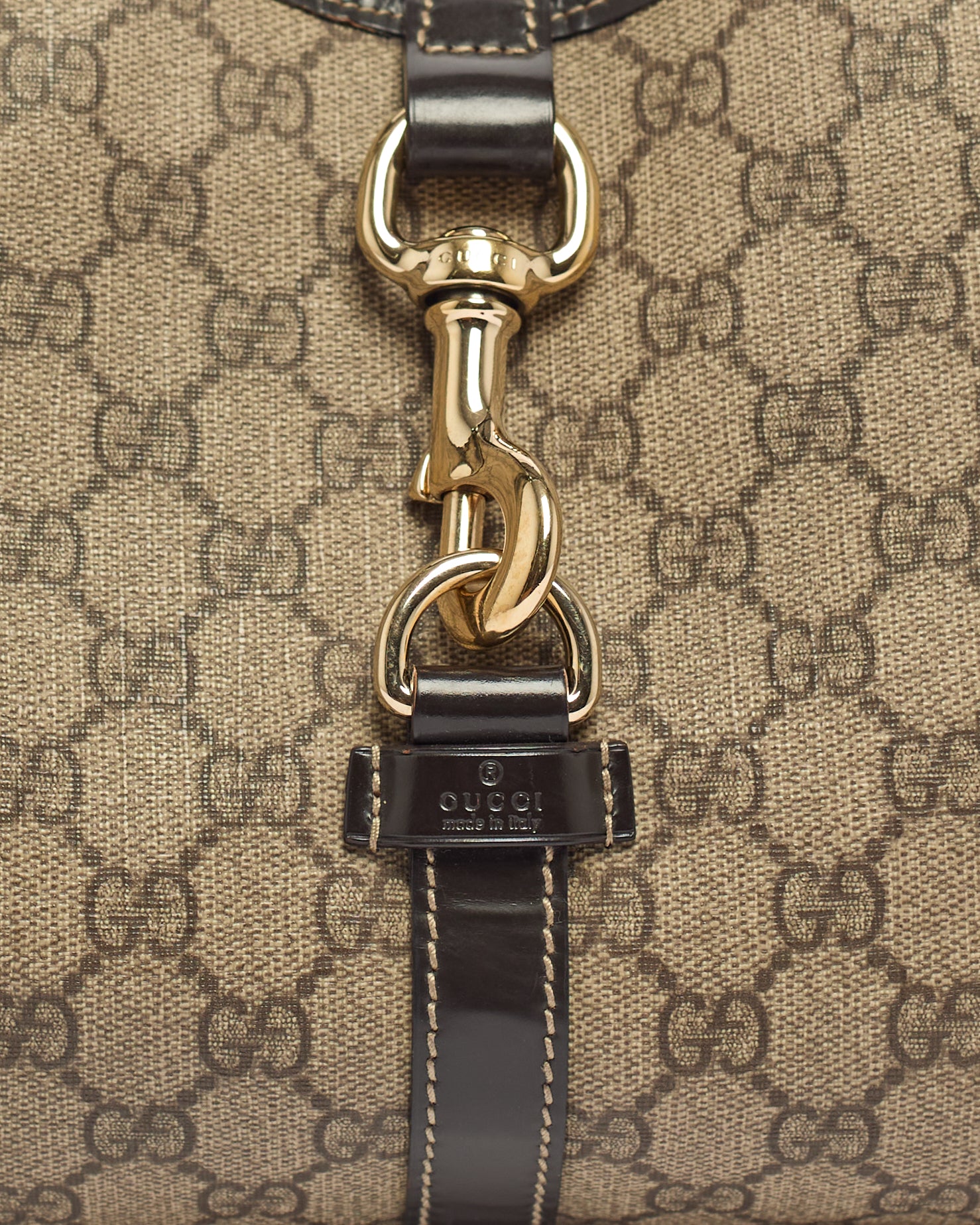 GUCCI GG SUPREME JOY BARDOT LEATHER SHOULDER BAG