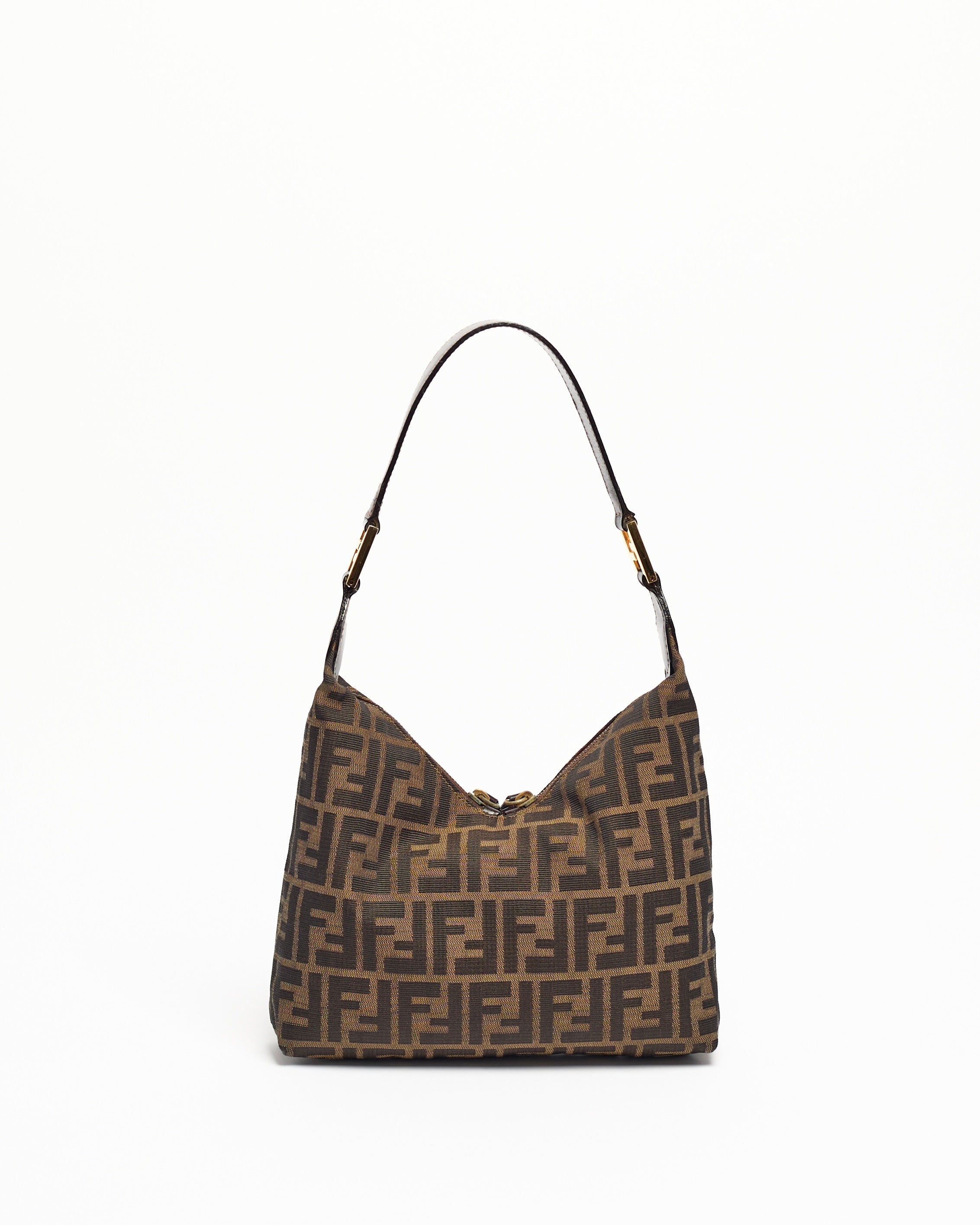 FENDI 1990’S ZUCCA V-LINE CANVAS SHOULDER BAG