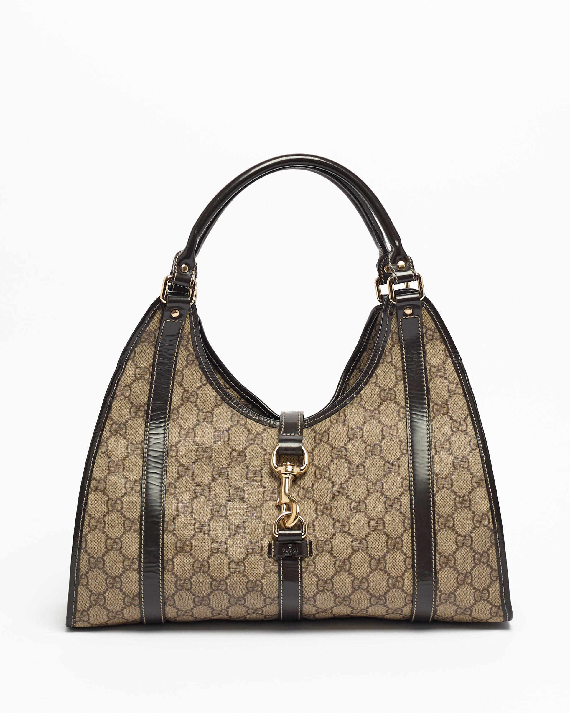 GUCCI GG SUPREME JOY BARDOT LEATHER SHOULDER BAG