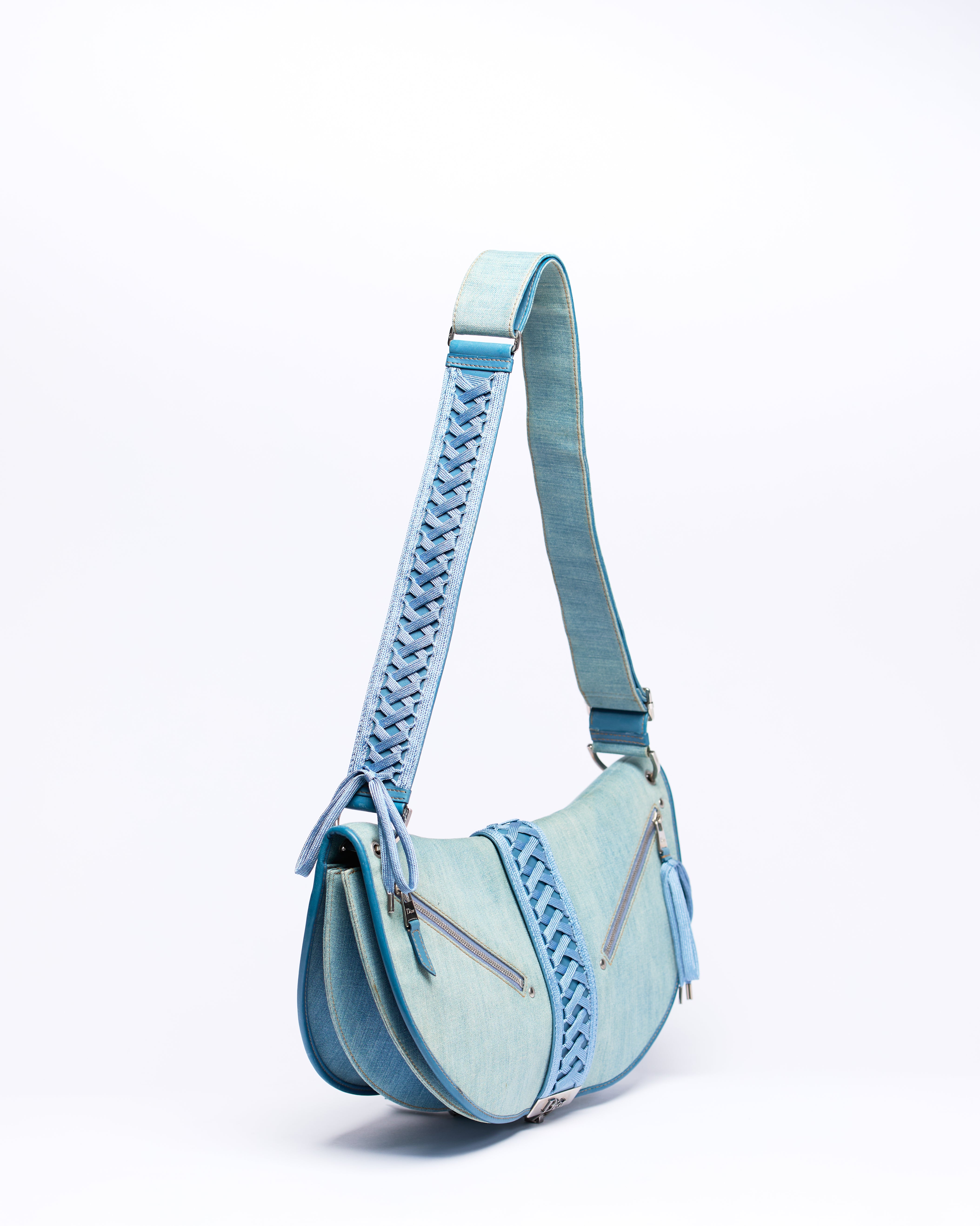 CHRISTIAN DIOR DENIM LARGE ADMIT IT SHOULDER BAG