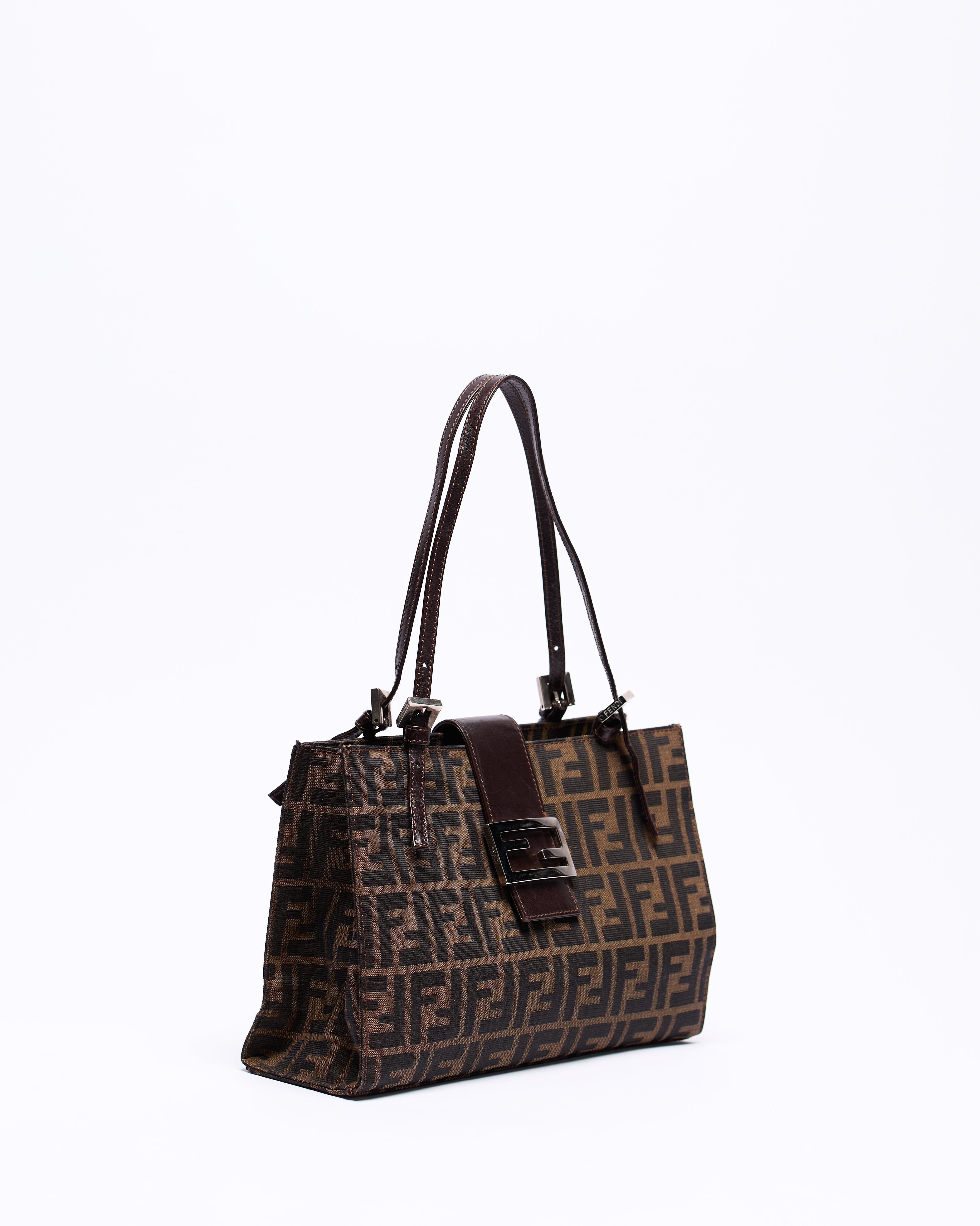 FENDI ZUCCA 2000'S DUAL STRAP BAGUETTE SHOULDER BAG