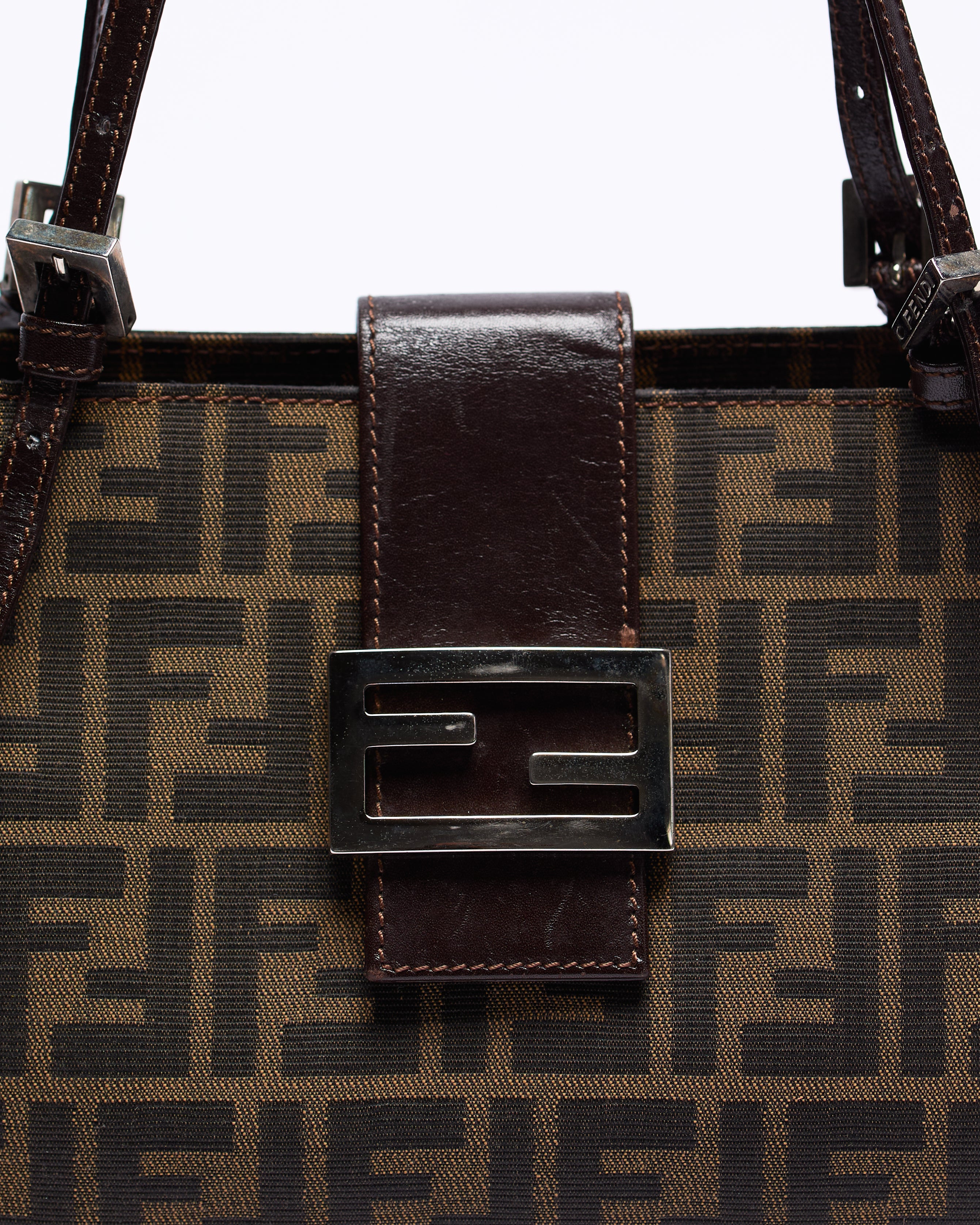 FENDI ZUCCA 2000'S DUAL STRAP BAGUETTE SHOULDER BAG