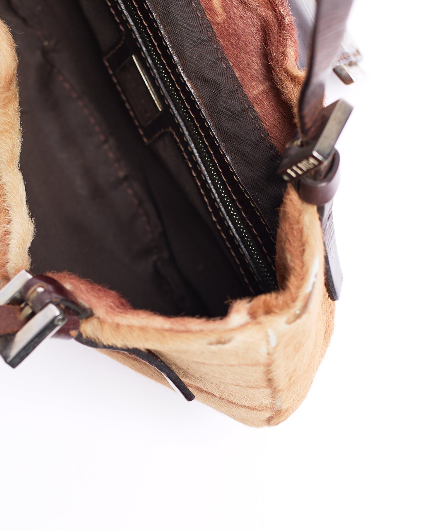 FENDI PONY HAIR CROISSANT BAGUETTE BAG