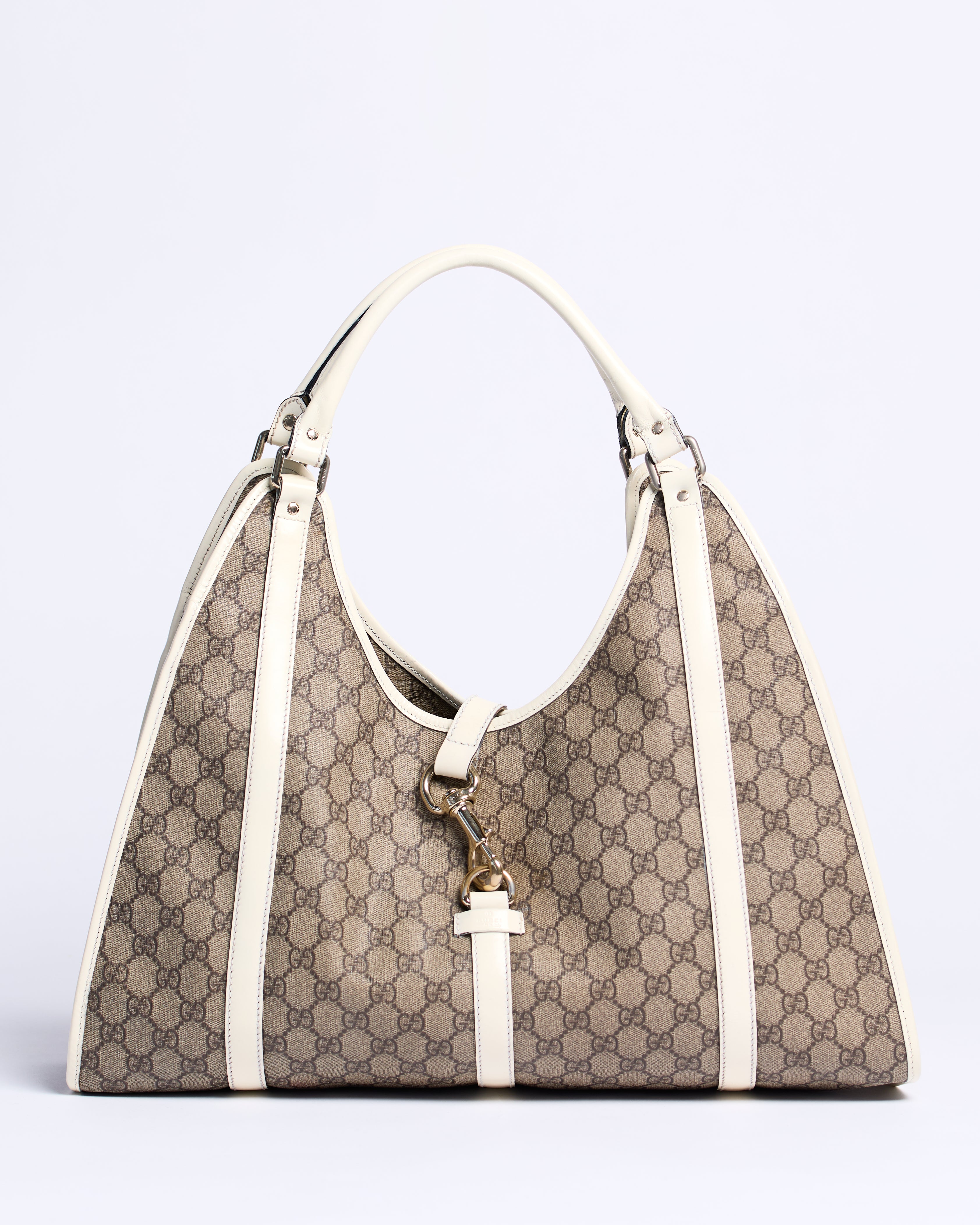 GUCCI GG SUPREME JOY BARDOT LEATHER SHOULDER BAG