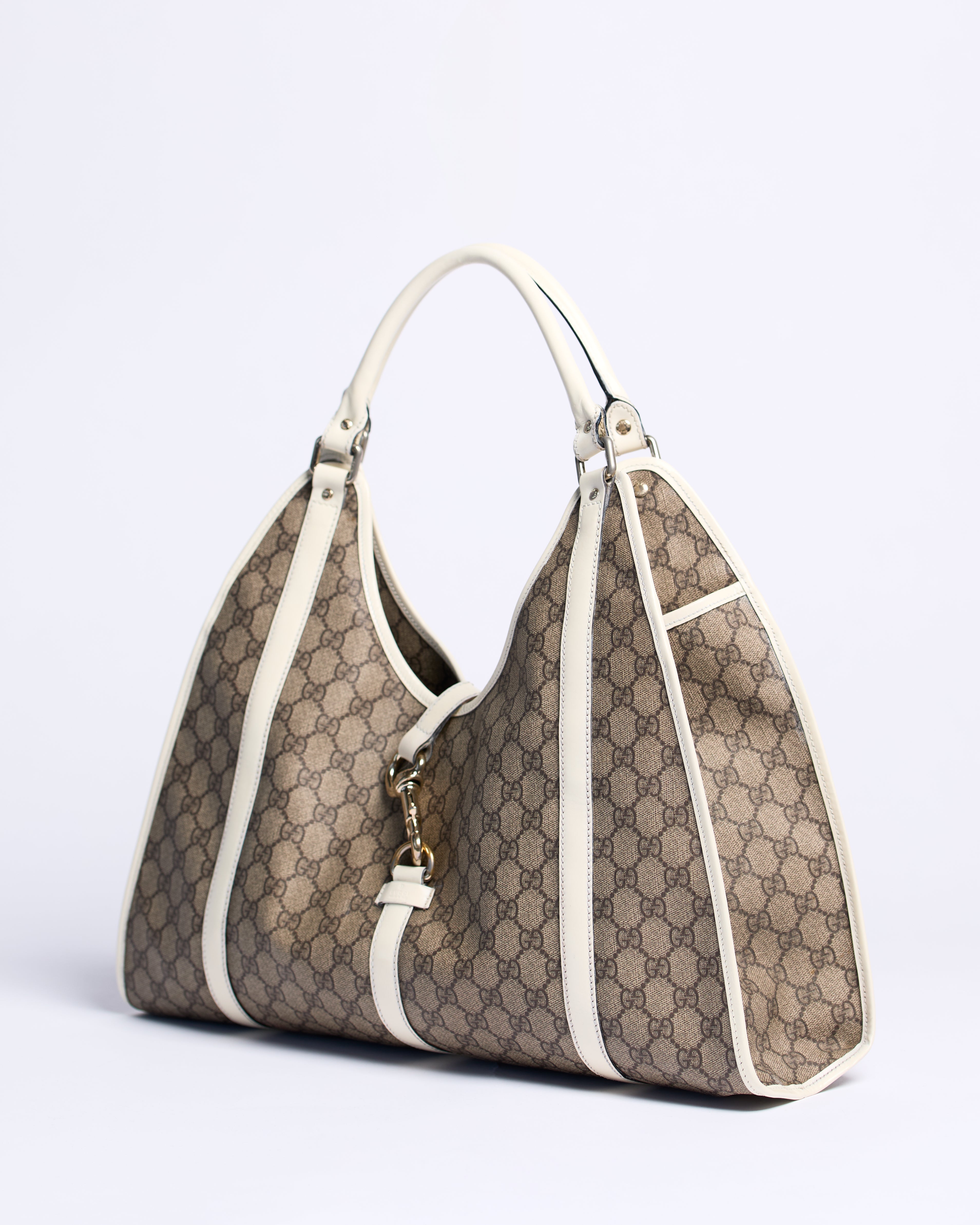 GUCCI GG SUPREME JOY BARDOT LEATHER SHOULDER BAG