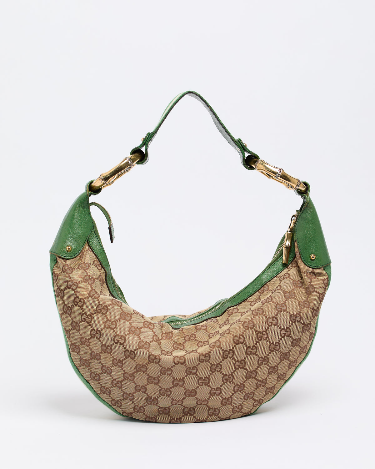 GUCCI GG BAMBOO GREEN HOBO BAG