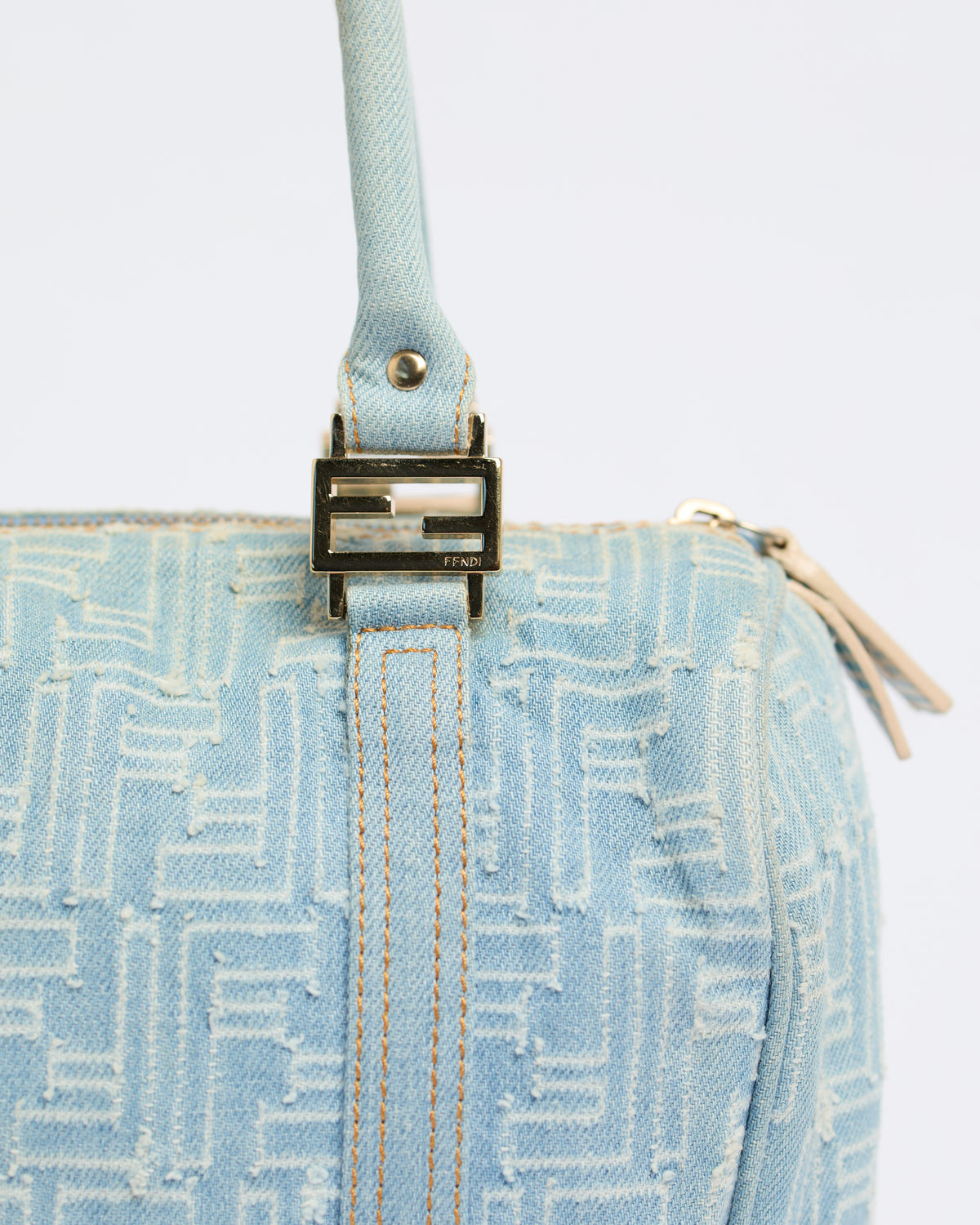 FENDI ZUCCA DENIM FOREVER BOSTON BAG