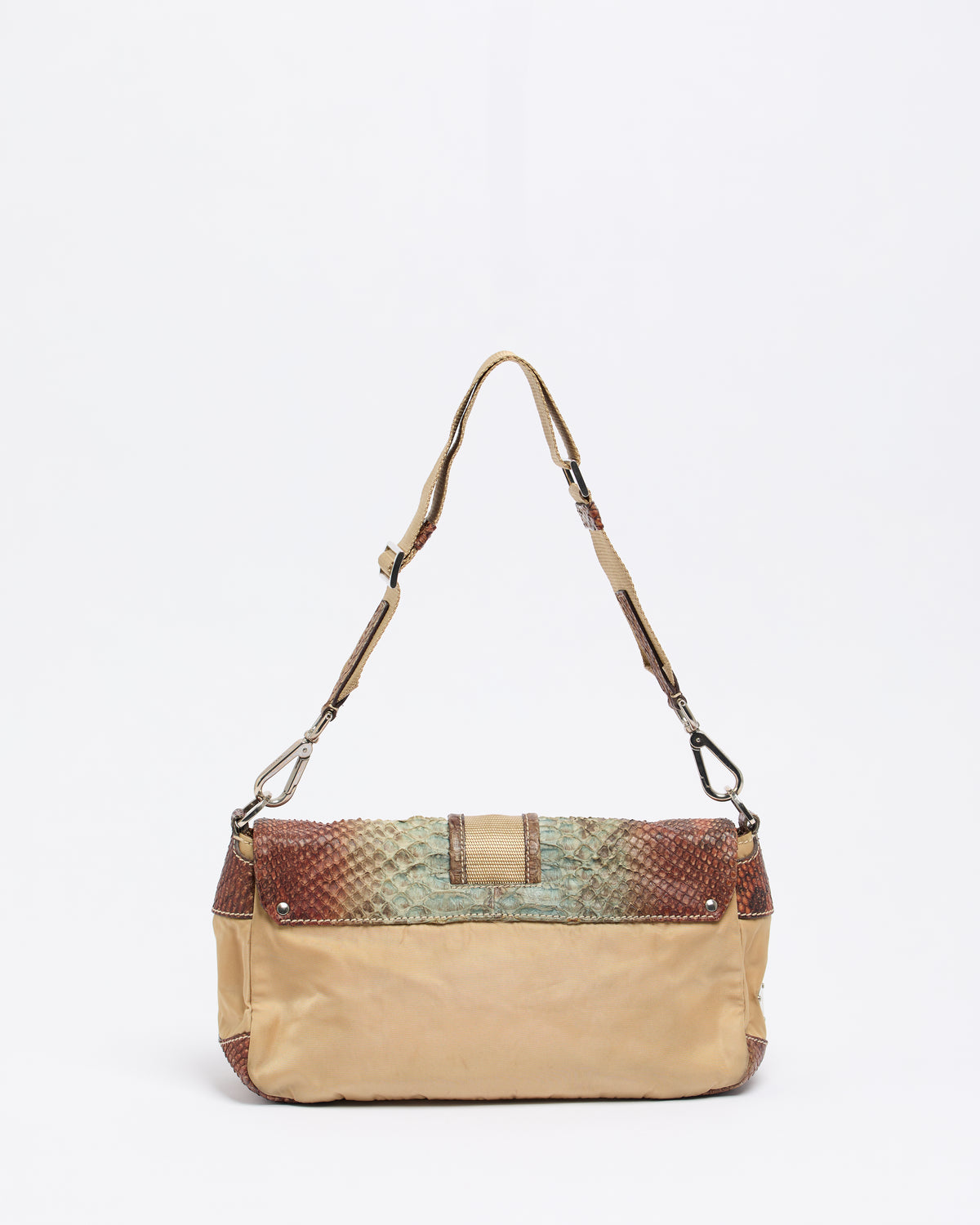 PRADA EXOTIC LEATHER BUCKLE SHOULDER BAG