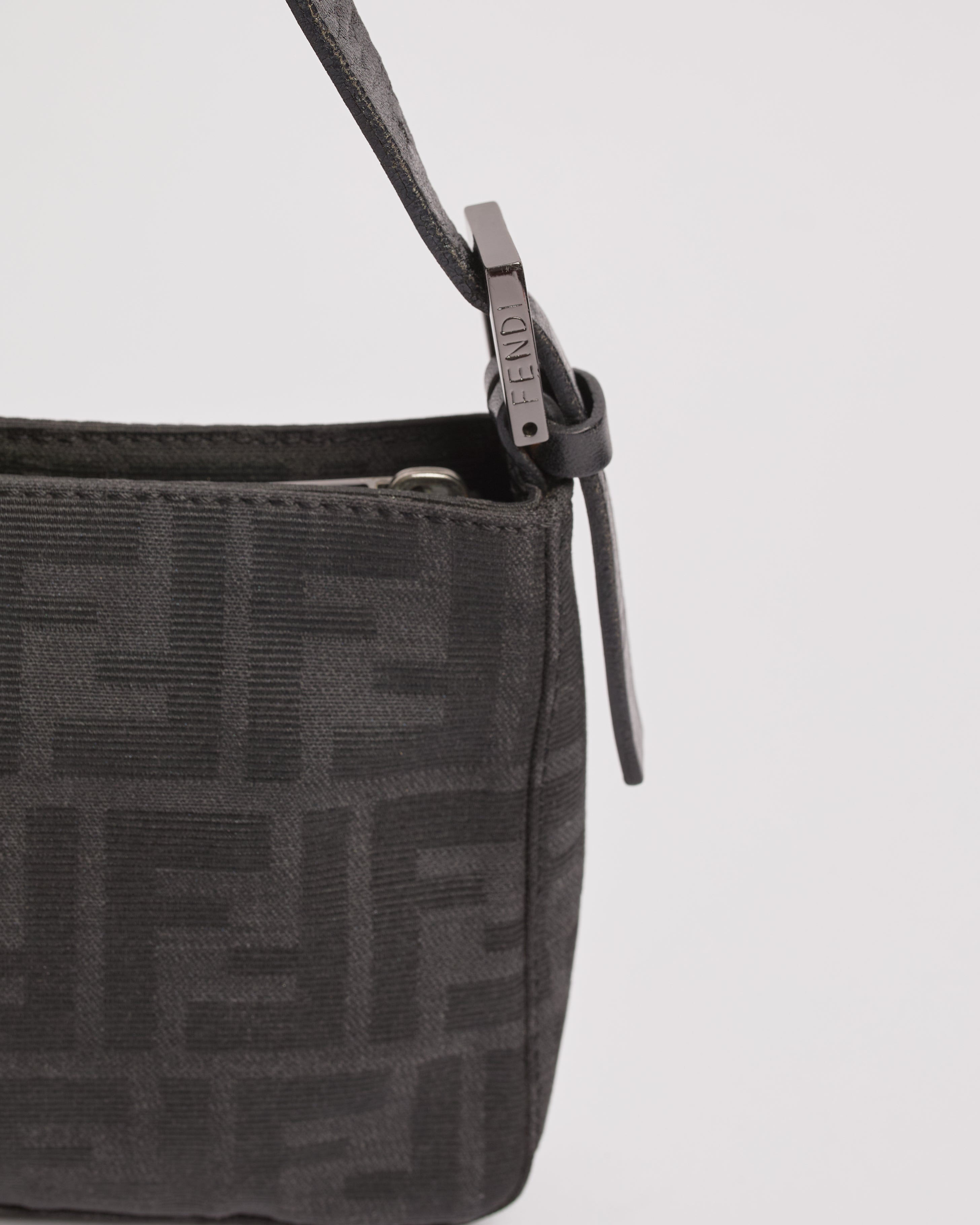 FENDI ZUCCA 1990'S BLACK BAGUETTE SHOULDER BAG