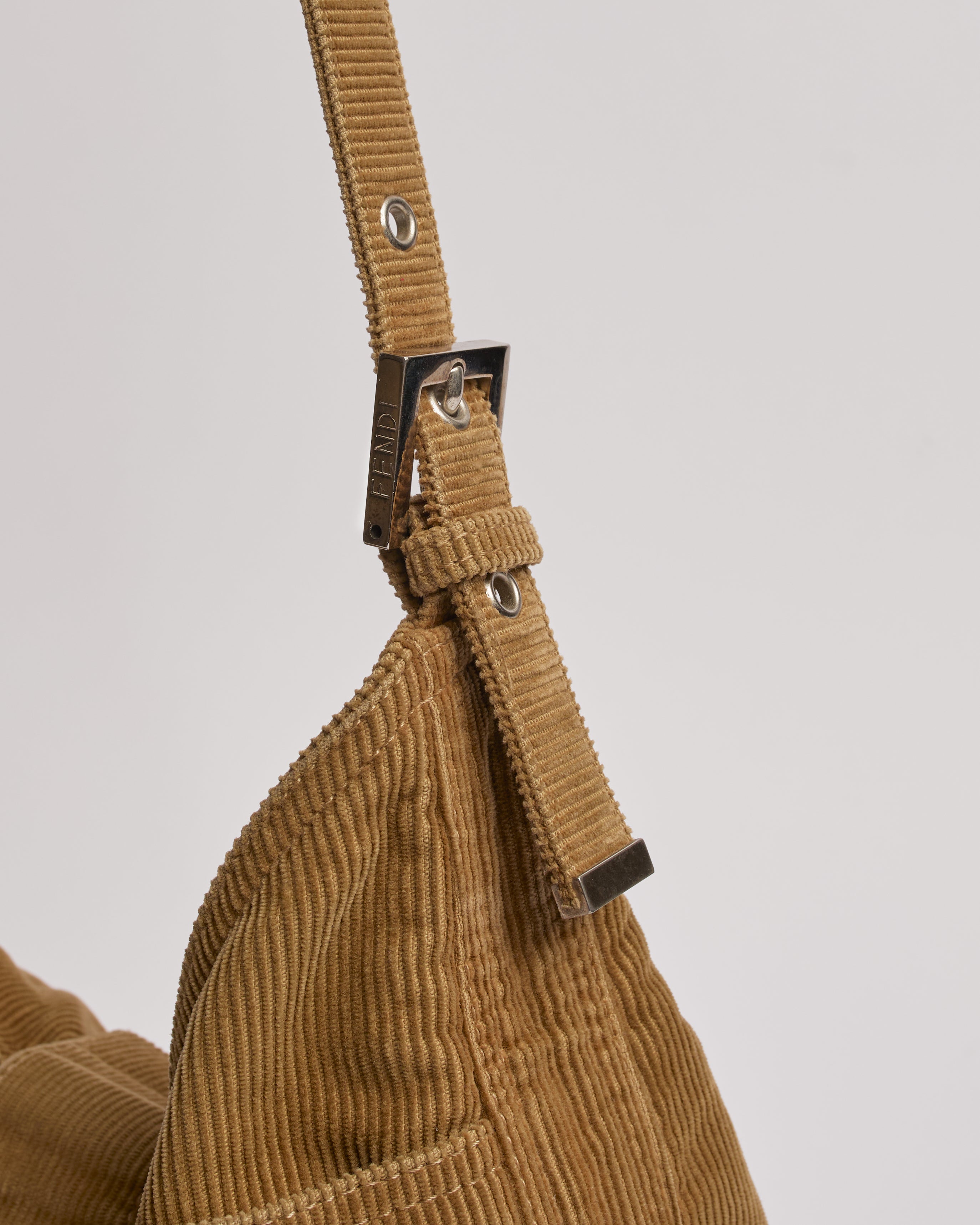 FENDI 2000'S CORDUROY MAMMA BAGUETTE SHOULDER BAG