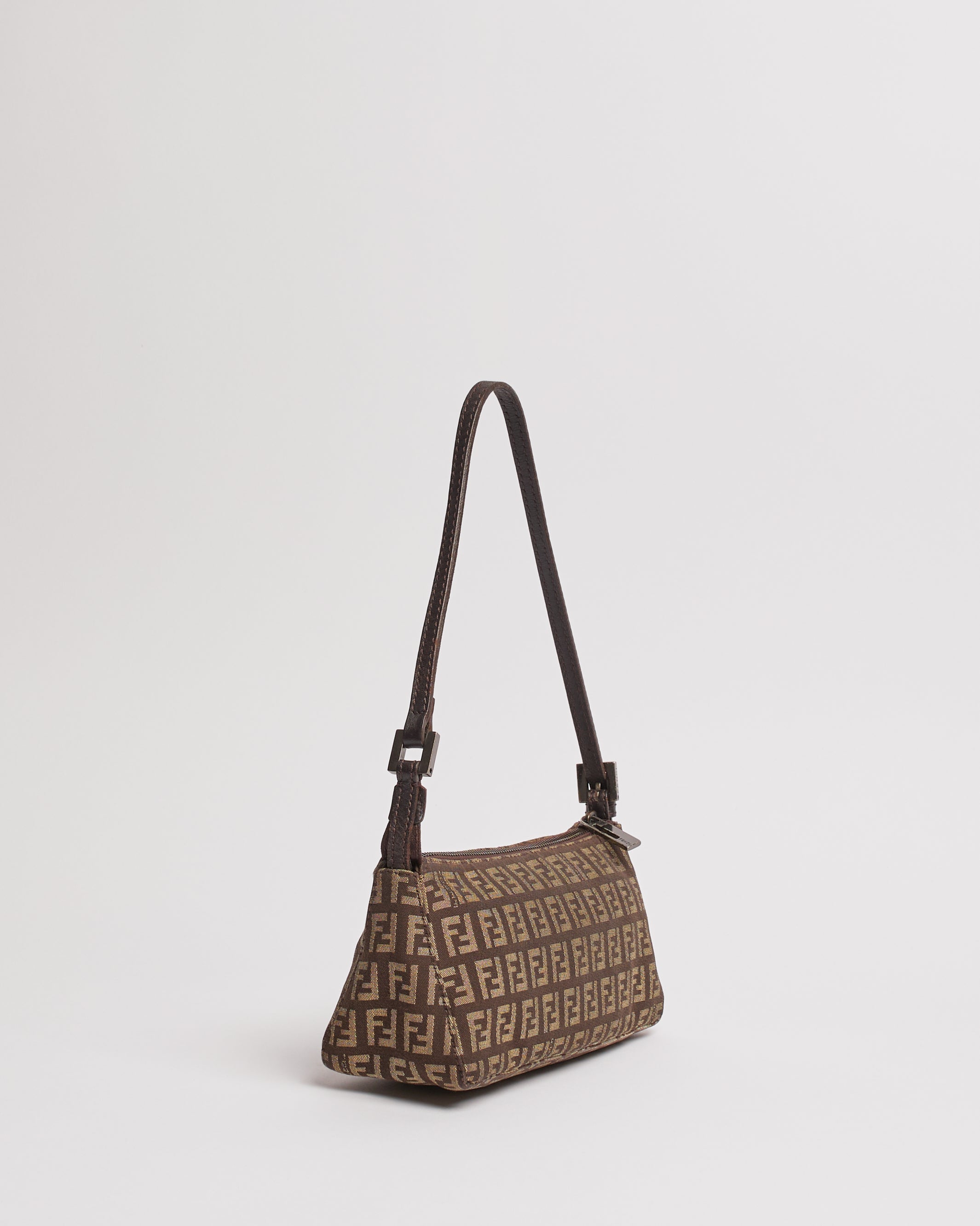 FENDI ZUCCHINO 2000'S GREY BAGUETTE SHOULDER BAG