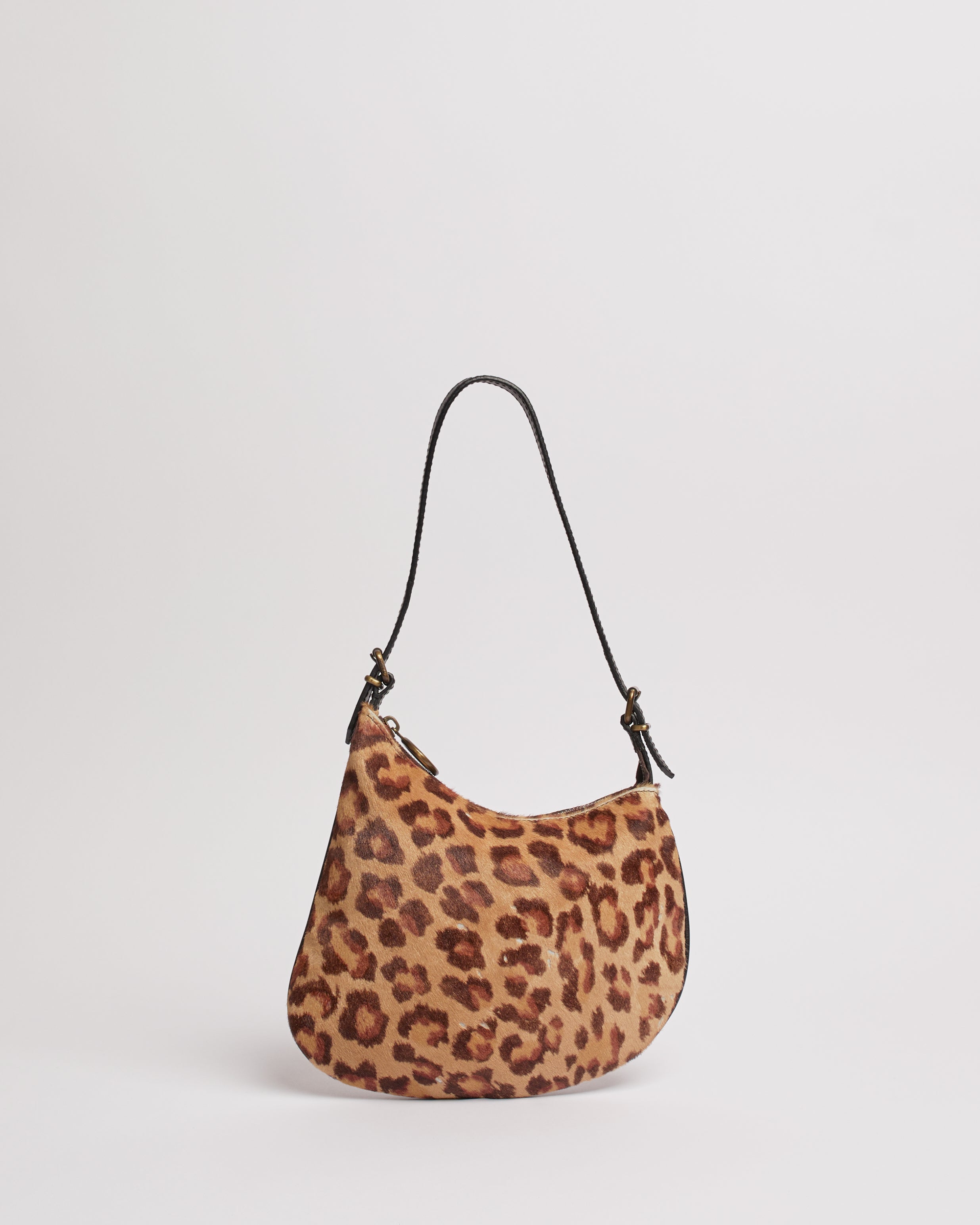 FENDI ZUCCA OYSTER LEOPARD PONY HAIR SLING BAG