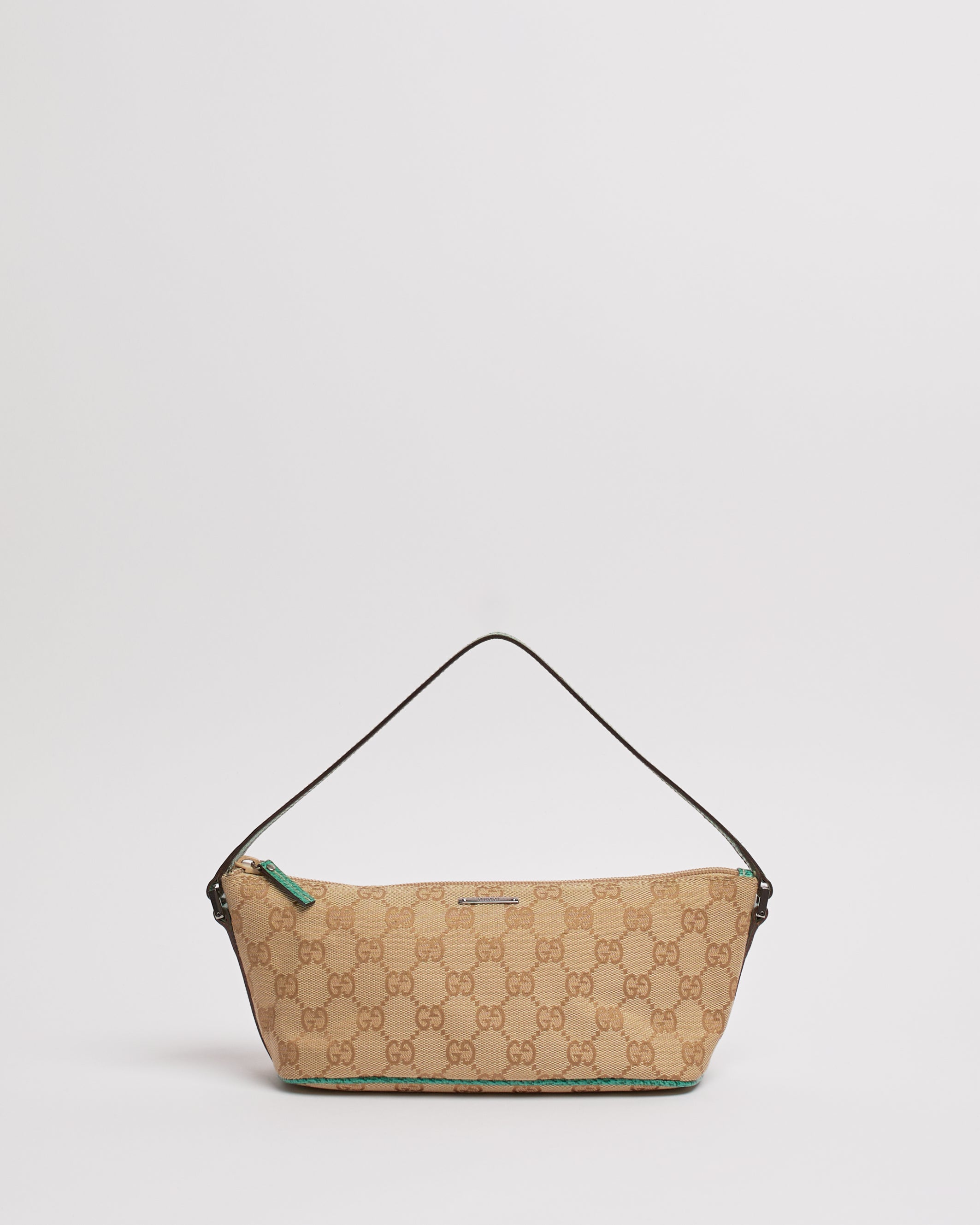 GUCCI 2000'S MONOGRAM TURQUOISE POCHETTE BAG