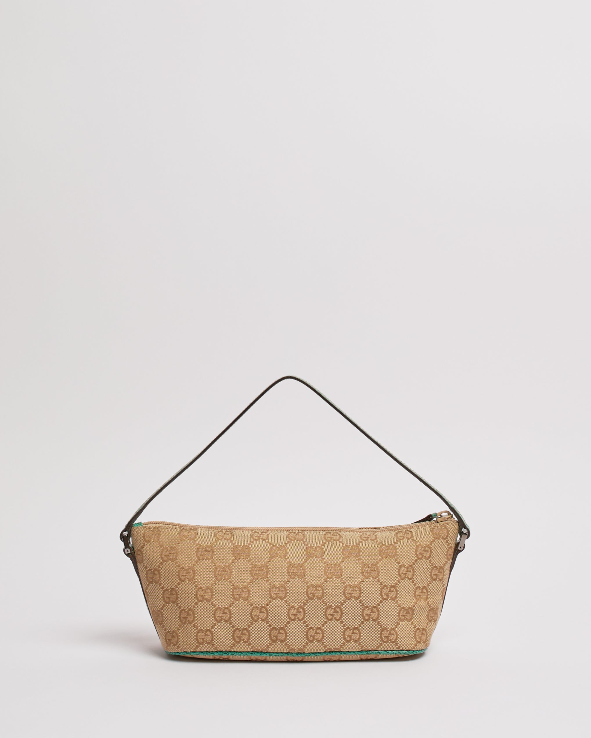 GUCCI 2000'S MONOGRAM TURQUOISE POCHETTE BAG