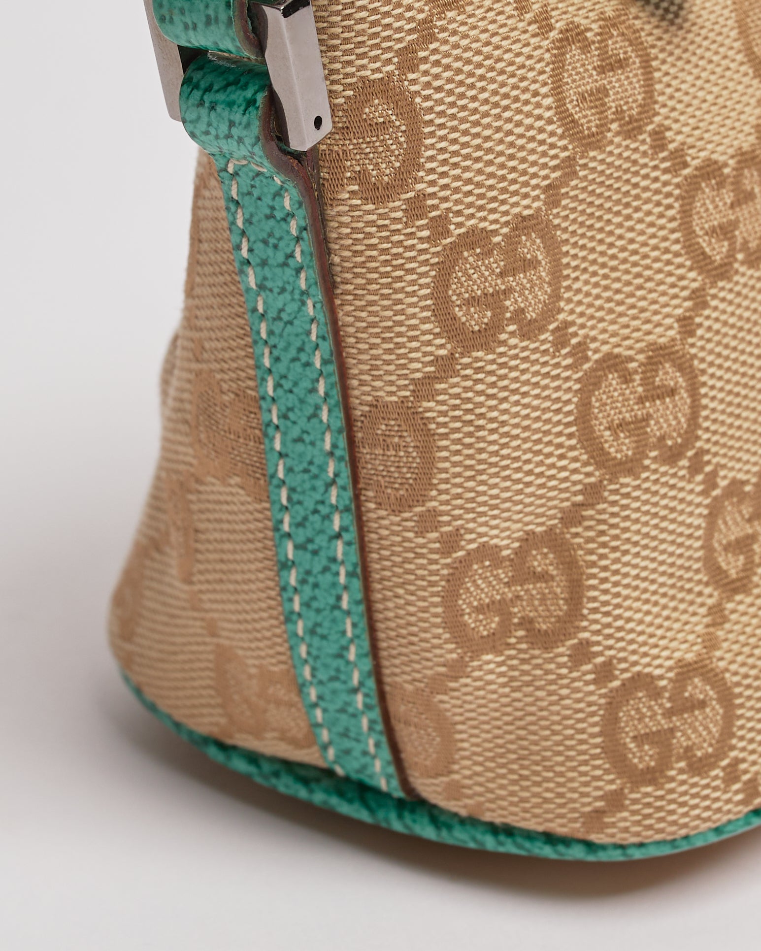 GUCCI 2000'S MONOGRAM TURQUOISE POCHETTE BAG