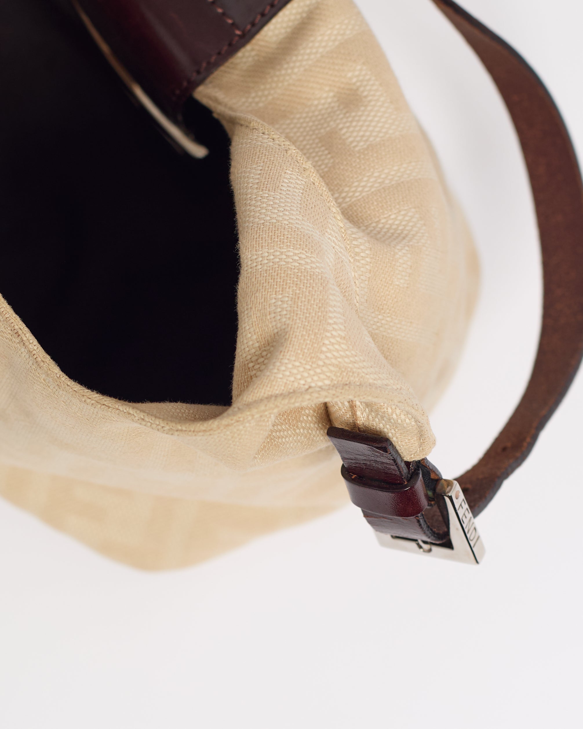 FENDI ZUCCA 1990'S CREAM CROISSANT BAGUETTE SHOULDER BAG