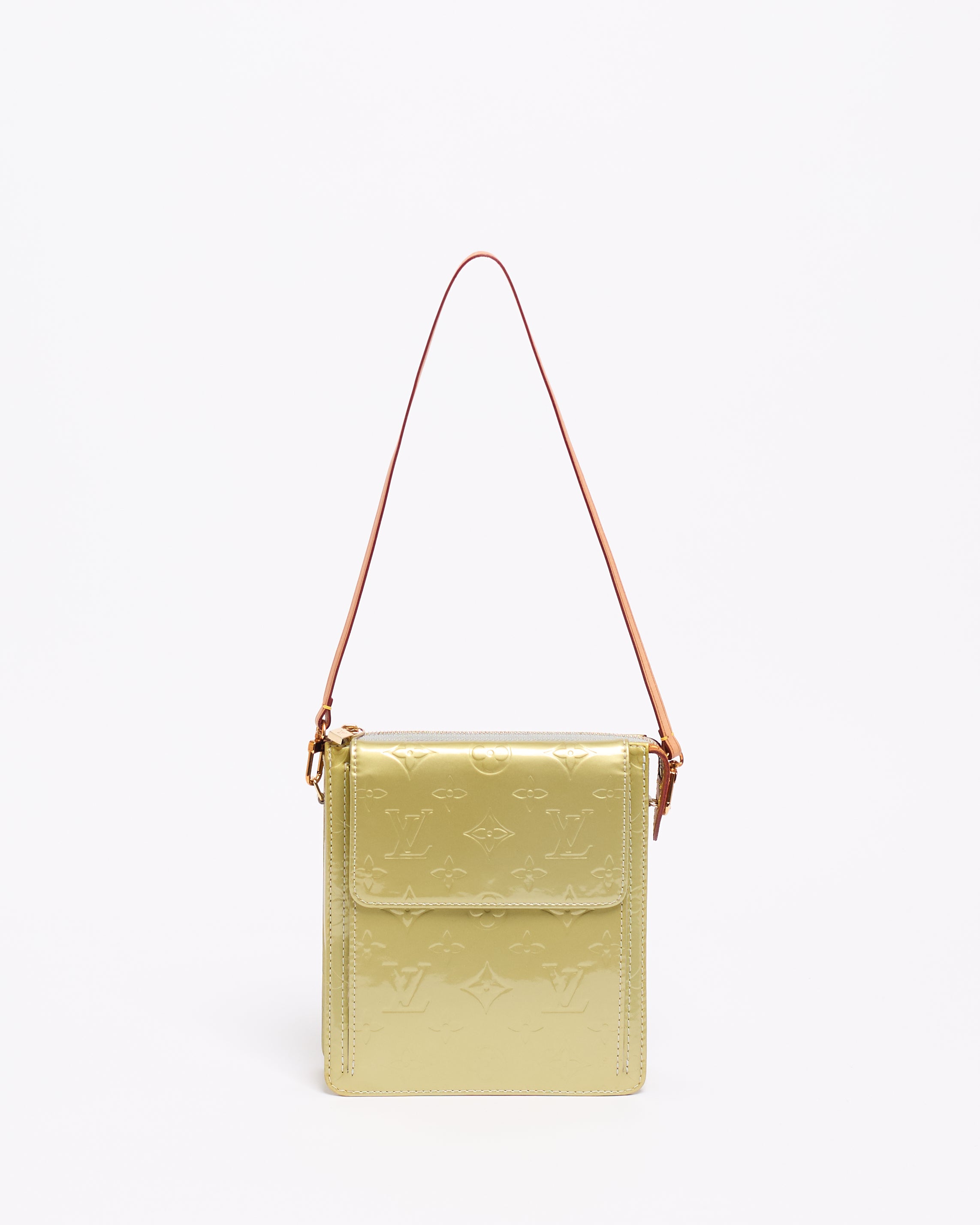 LOUIS VUITTON 2000'S LIME VERNIS MOTTO POUCH BAG