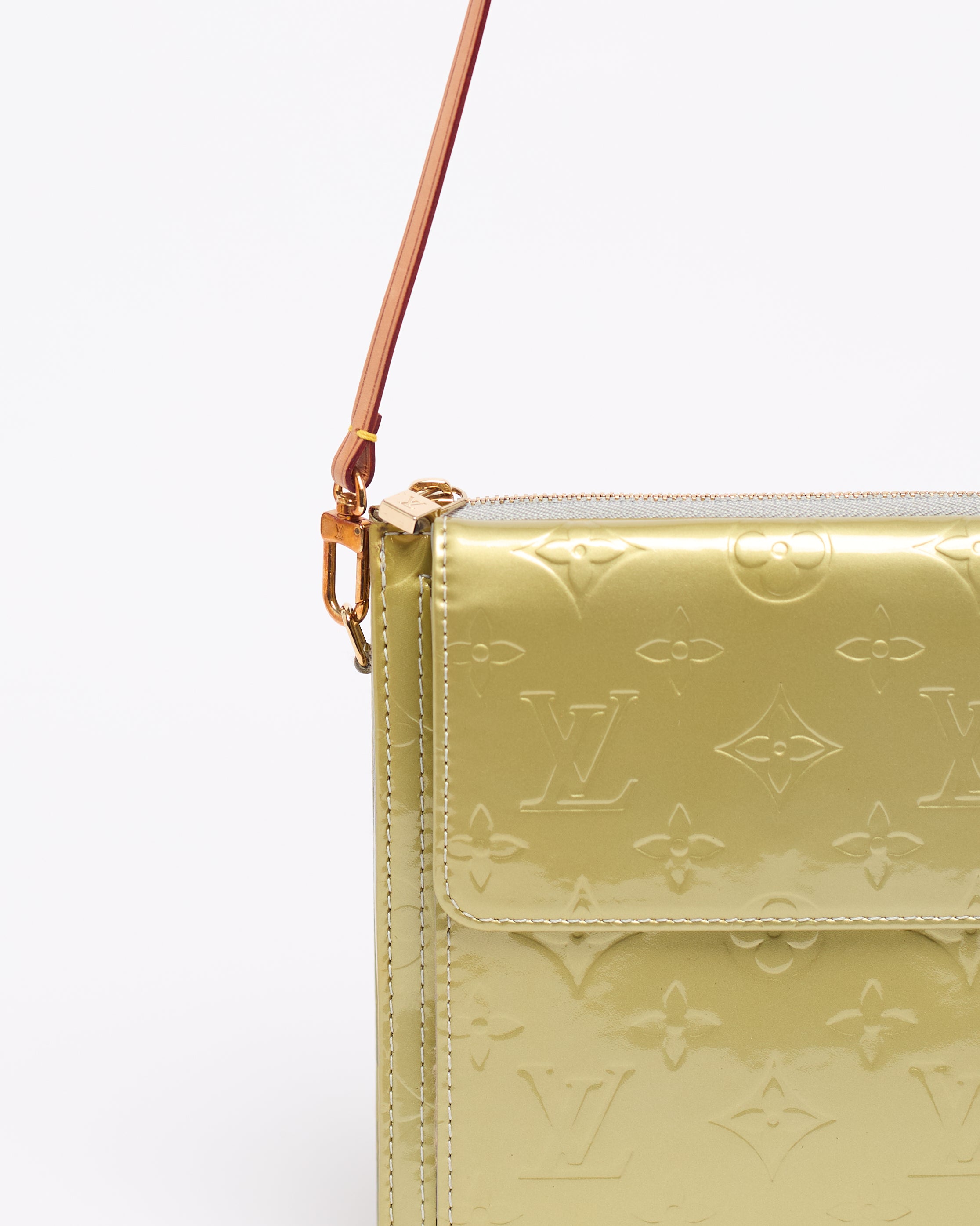 LOUIS VUITTON 2000'S LIME VERNIS MOTTO POUCH BAG