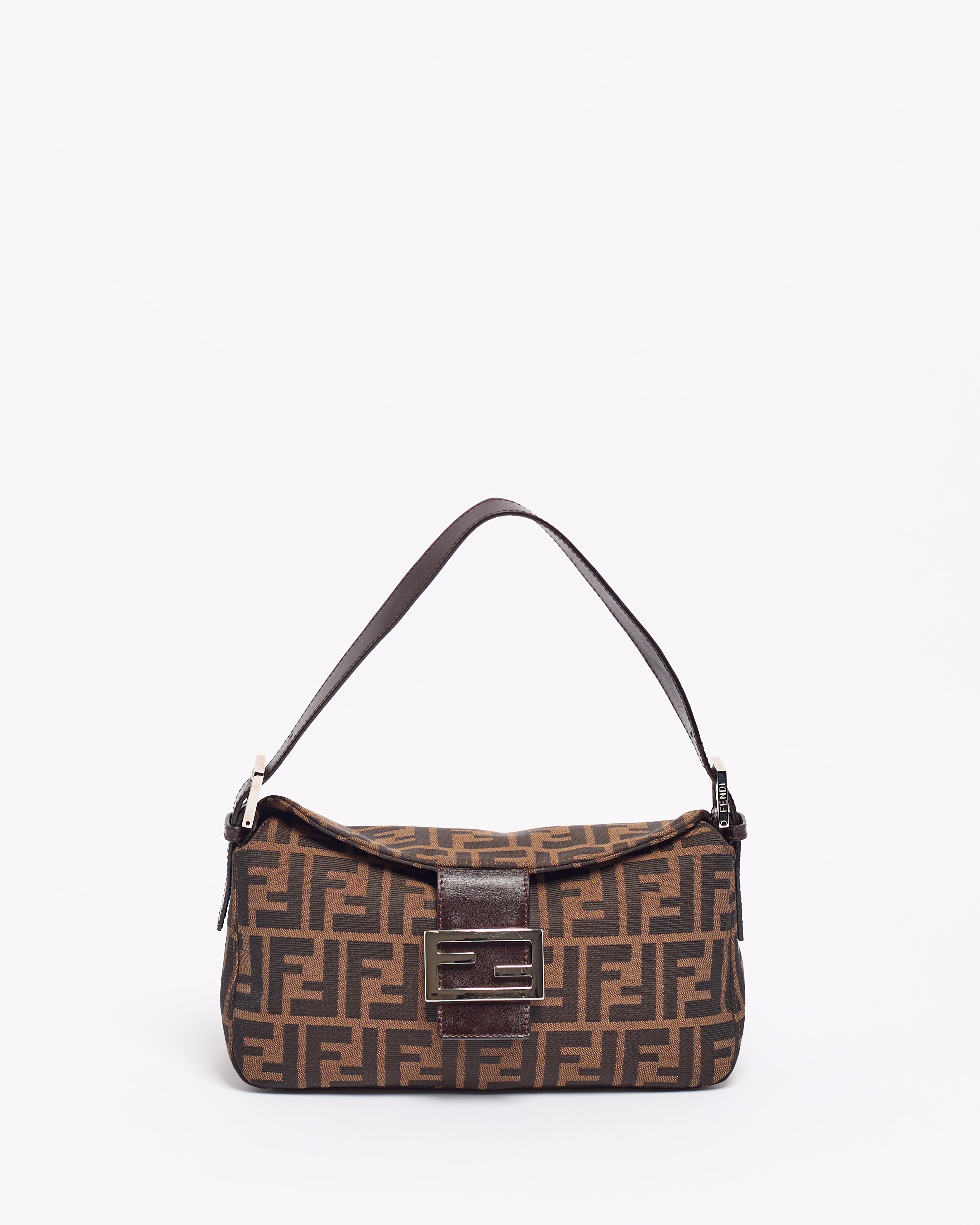 FENDI 1990’S ZUCCA DUAL FLAP BAGUETTE SHOULDER BAG