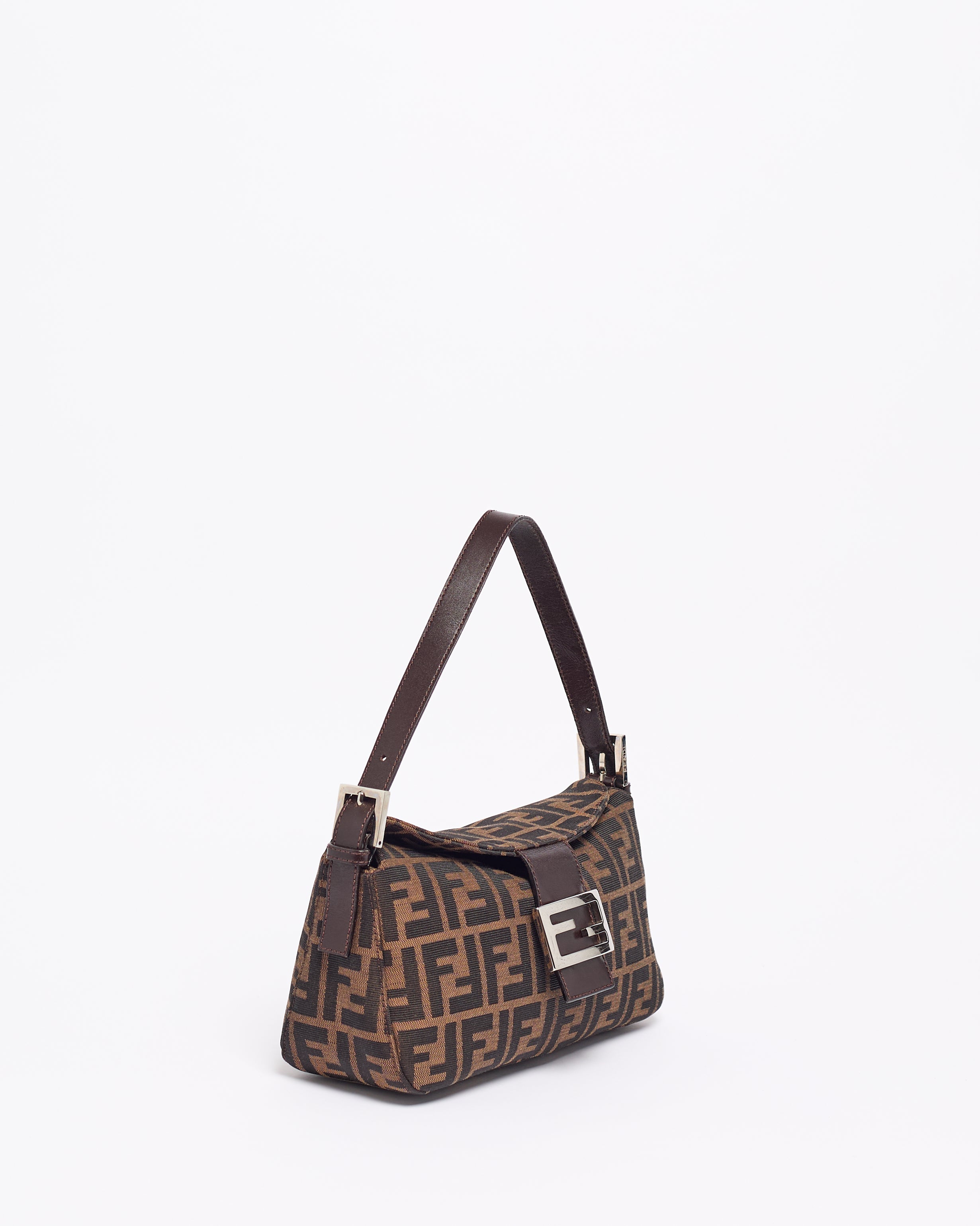 FENDI 1990’S ZUCCA DUAL FLAP BAGUETTE SHOULDER BAG