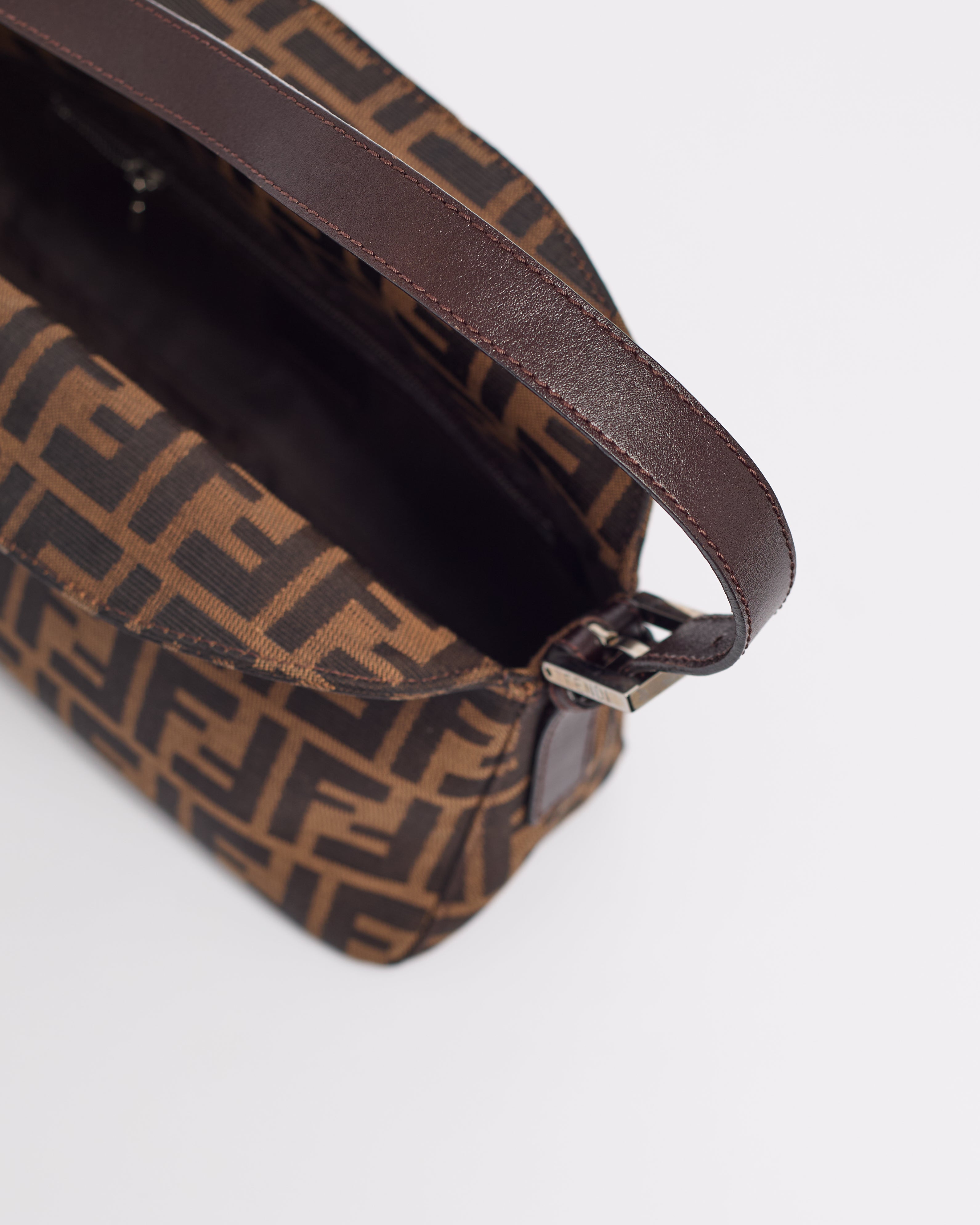 FENDI 1990’S ZUCCA DUAL FLAP BAGUETTE SHOULDER BAG