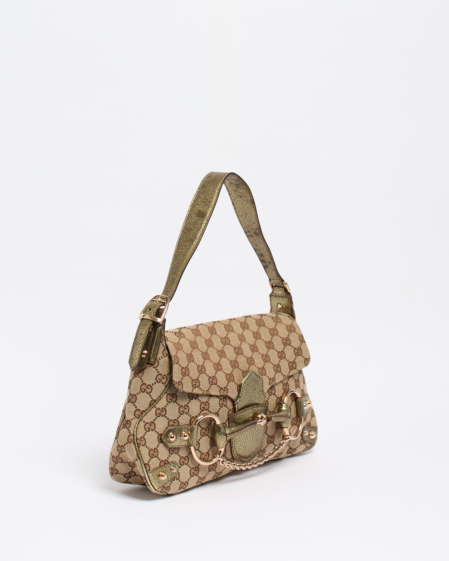 GUCCI BY TOM FORD 2004 HORSEBIT GOLD SHOULDER BAG