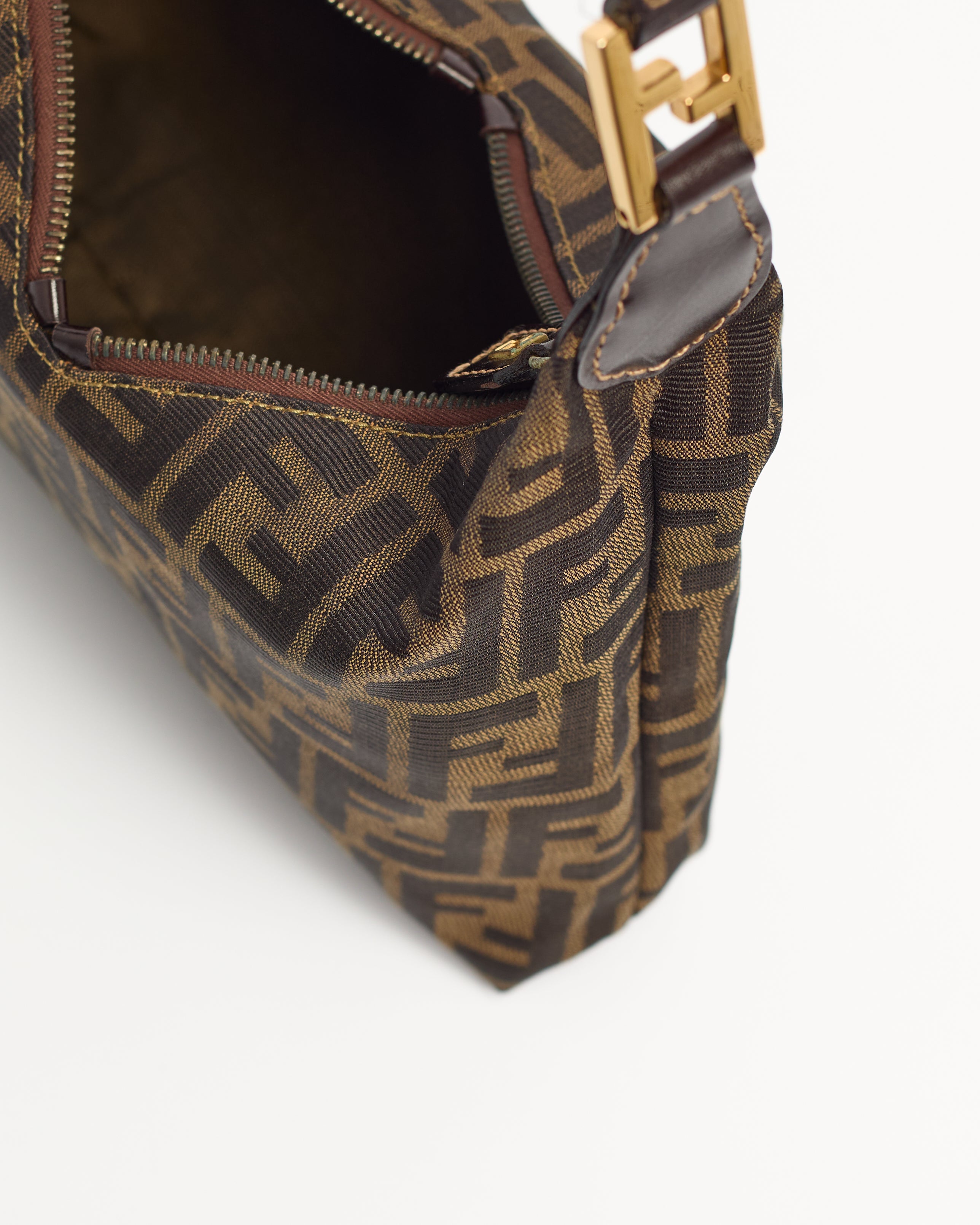 FENDI 1990’S ZUCCA V-LINE CANVAS SHOULDER BAG