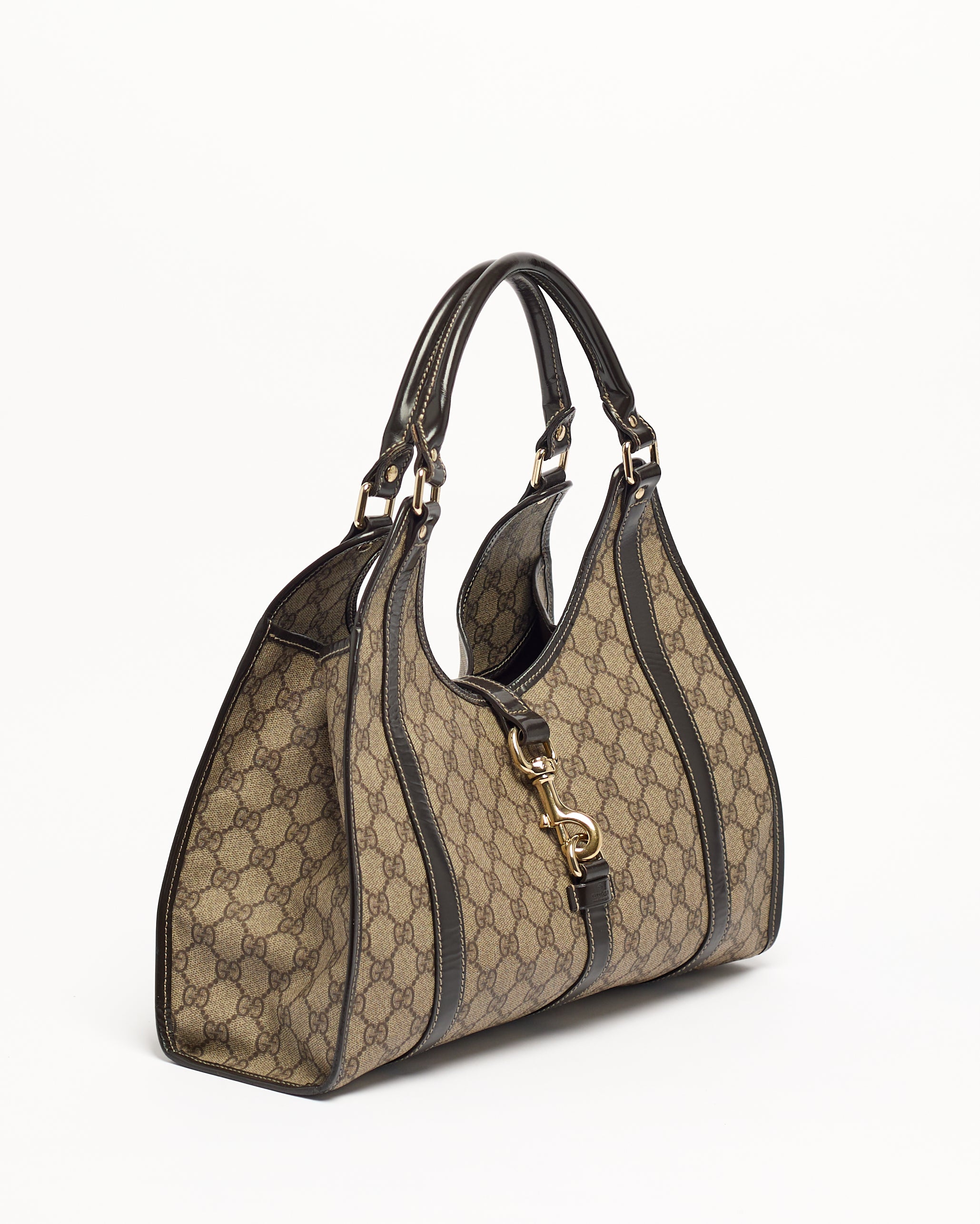 GUCCI GG SUPREME JOY BARDOT LEATHER SHOULDER BAG