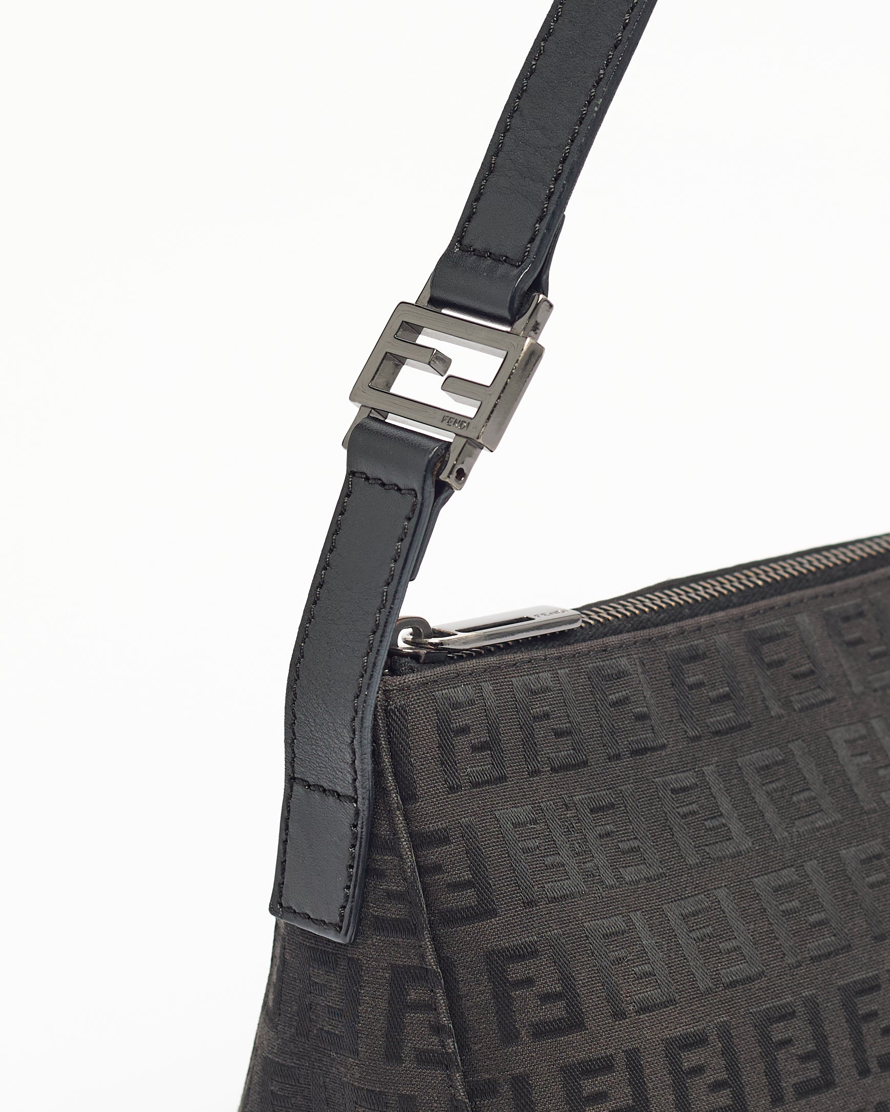 FENDI ZUCCHINO 2000'S BLACK BAGUETTE SHOULDER BAG