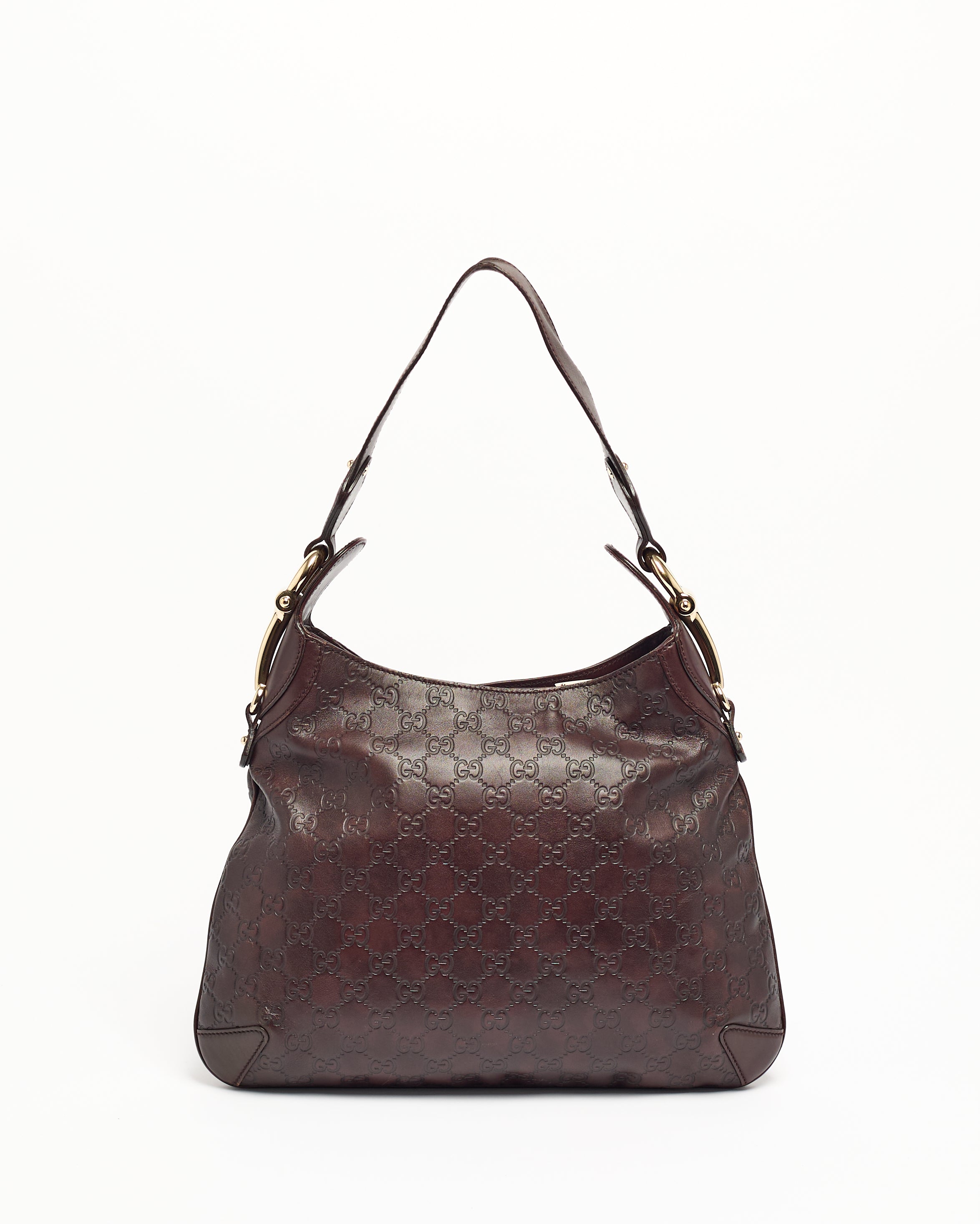 GUCCI DEBOSSED LEATHER HORSEBIT HOBO BAG