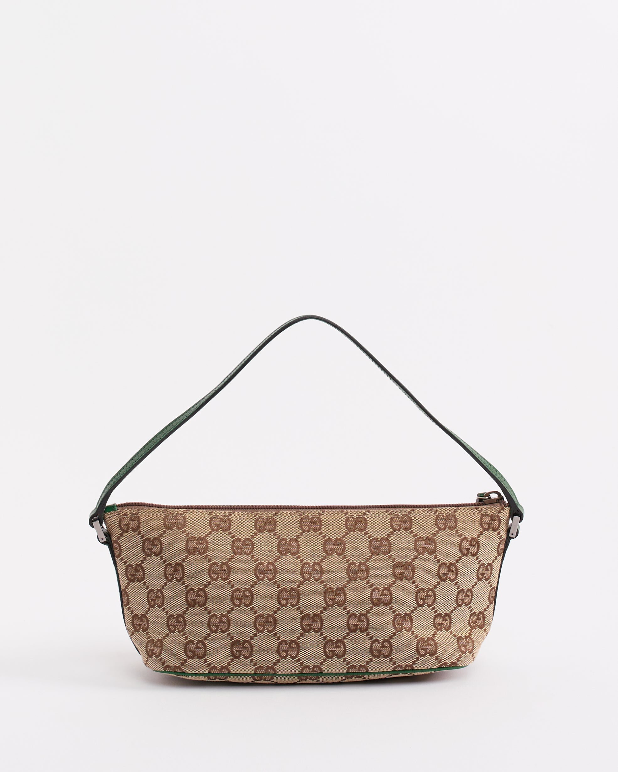 GUCCI 2000'S MONOGRAM GREEN POCHETTE BAG