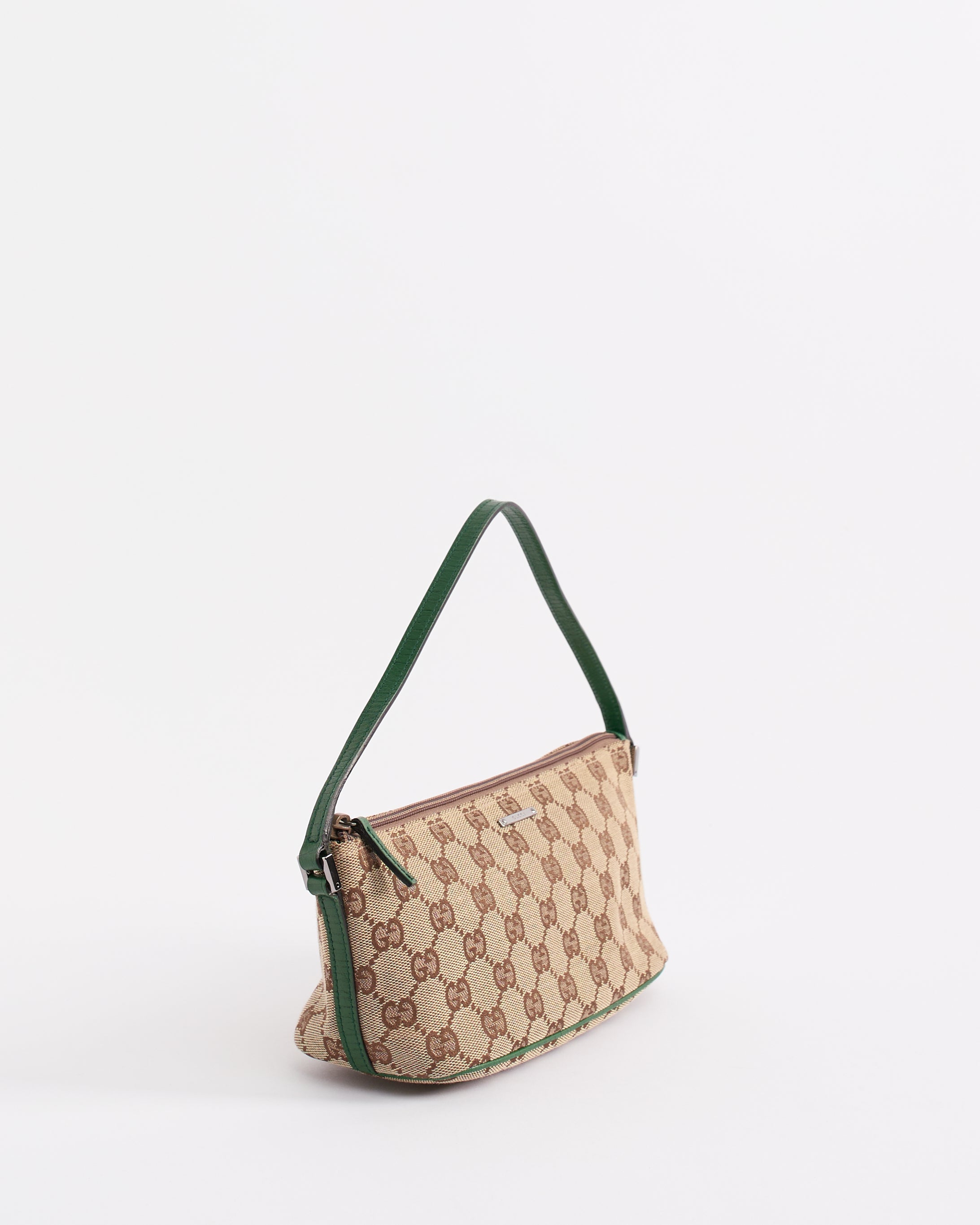 GUCCI 2000'S MONOGRAM GREEN POCHETTE BAG