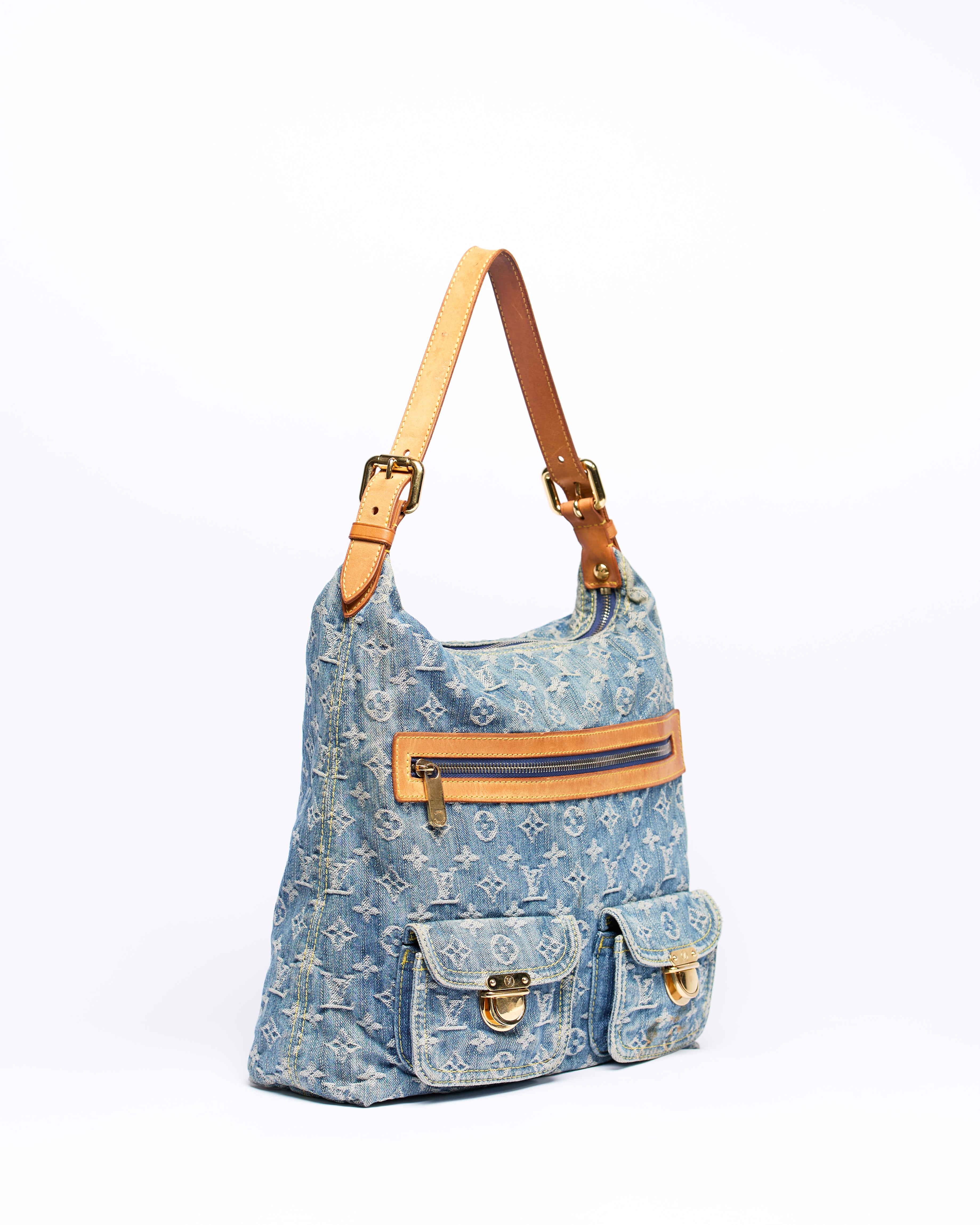 LOUIS VUITTON DENIM BAGGY LARGE SHOULDER BAG