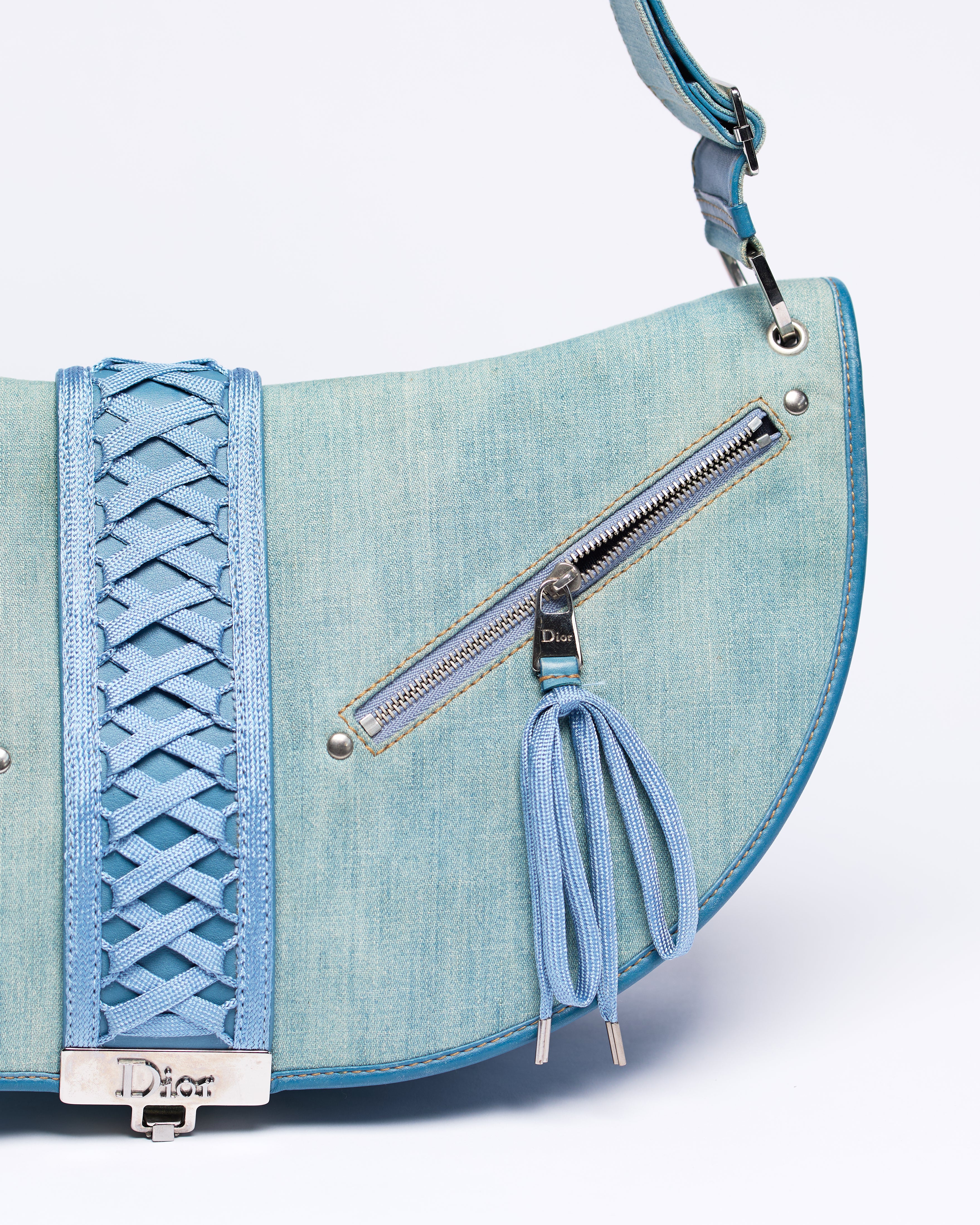 CHRISTIAN DIOR DENIM LARGE ADMIT IT SHOULDER BAG