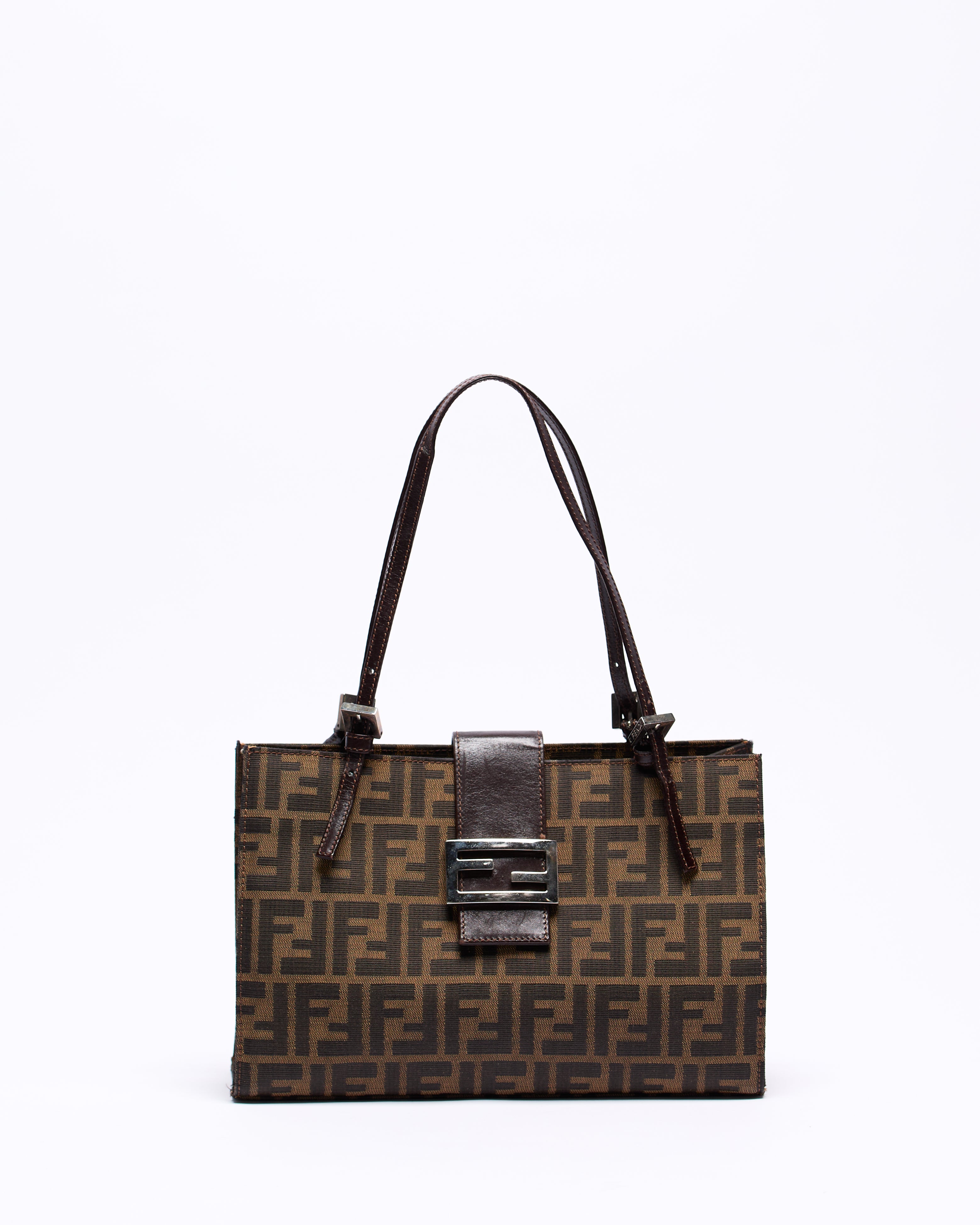 FENDI ZUCCA 2000'S DUAL STRAP BAGUETTE SHOULDER BAG