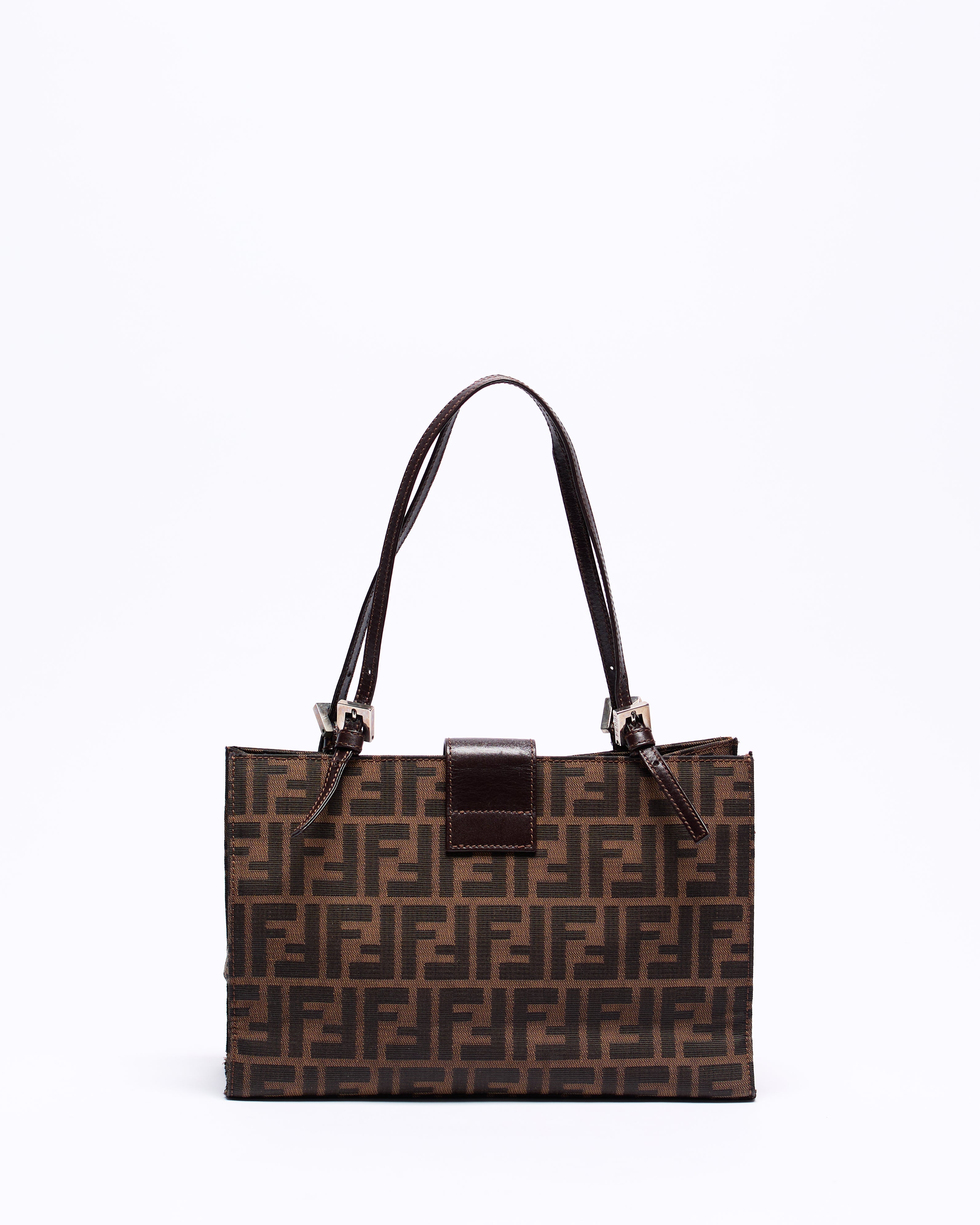 FENDI ZUCCA 2000'S DUAL STRAP BAGUETTE SHOULDER BAG