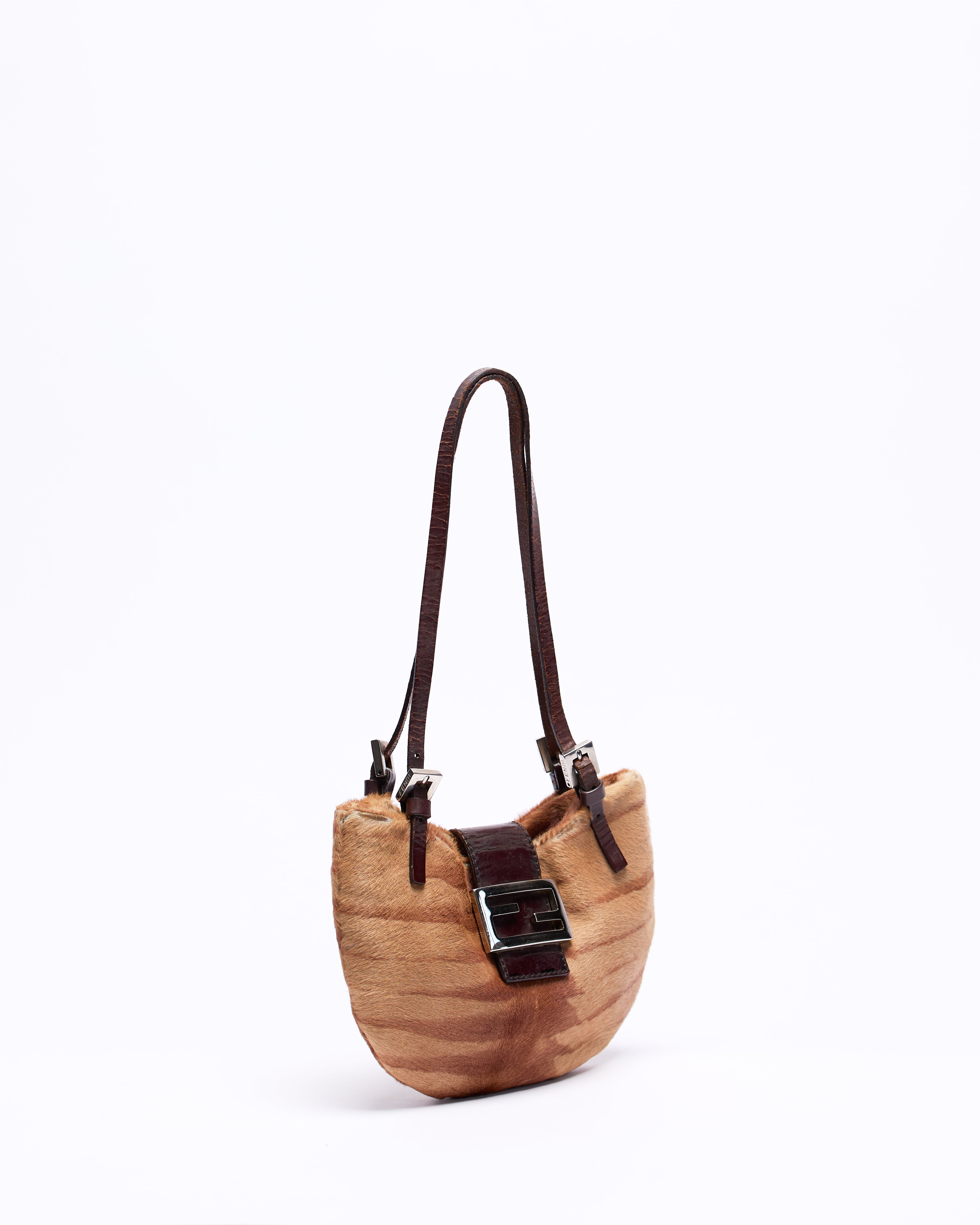 FENDI PONY HAIR CROISSANT BAGUETTE BAG