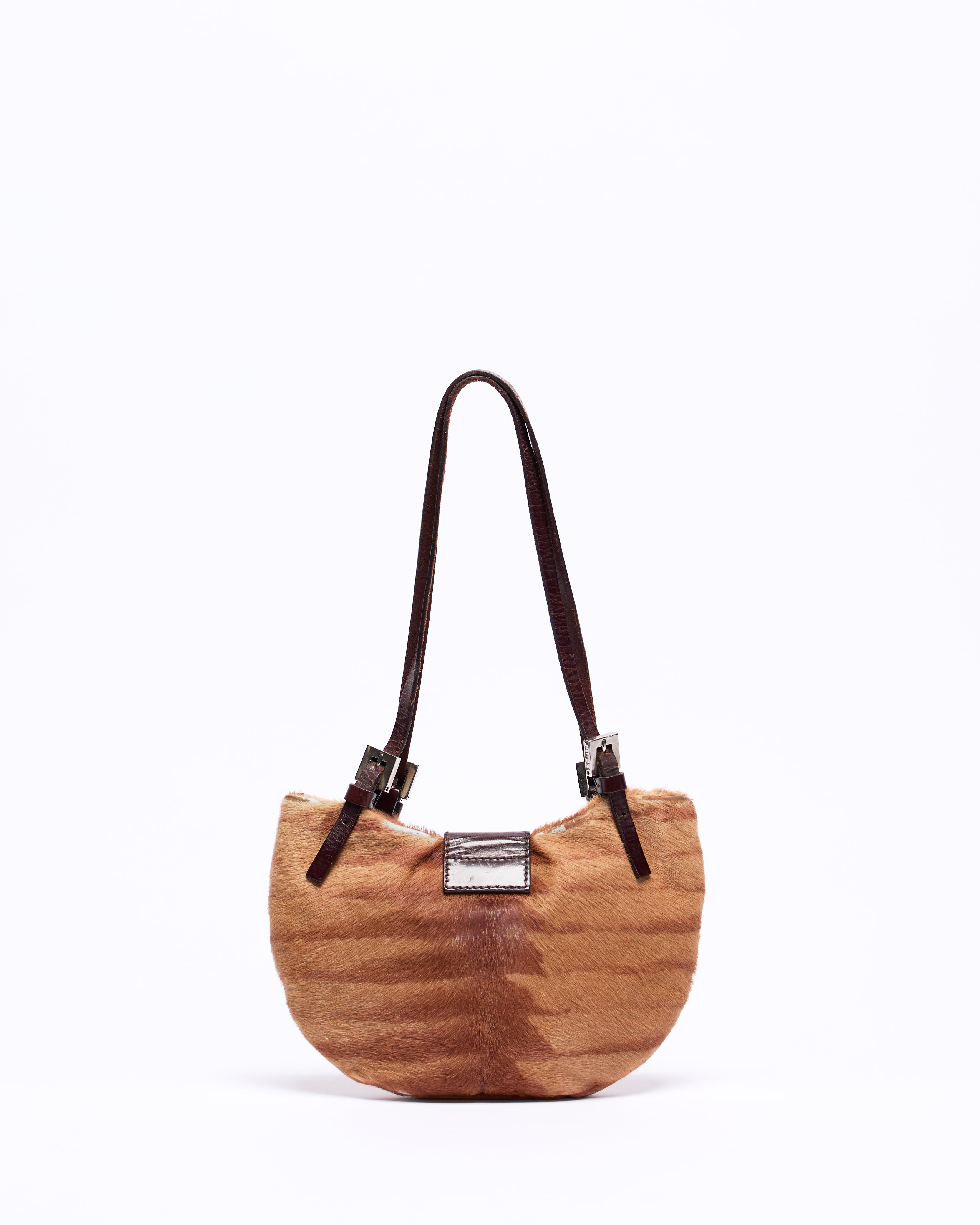 FENDI PONY HAIR CROISSANT BAGUETTE BAG