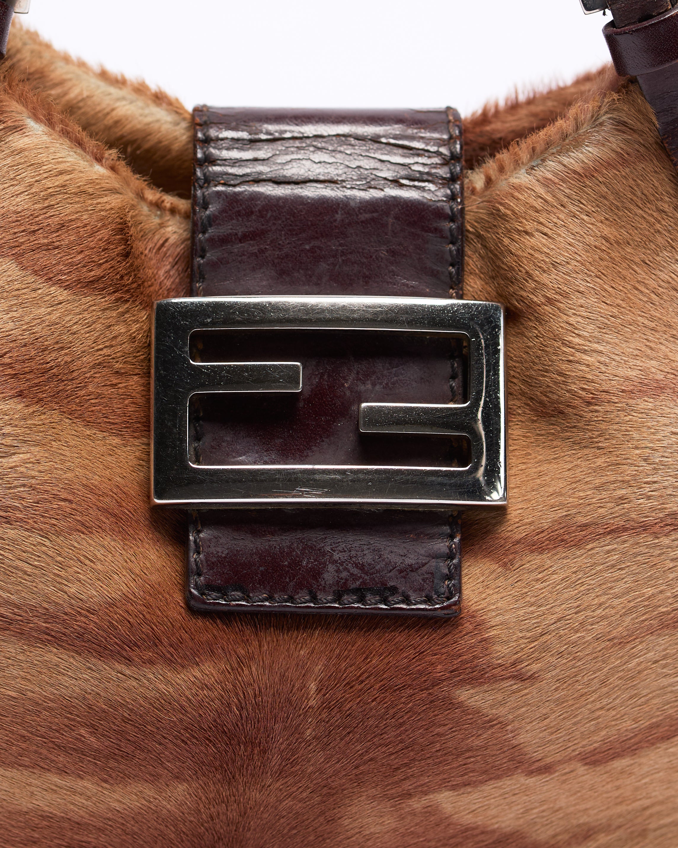 FENDI PONY HAIR CROISSANT BAGUETTE BAG