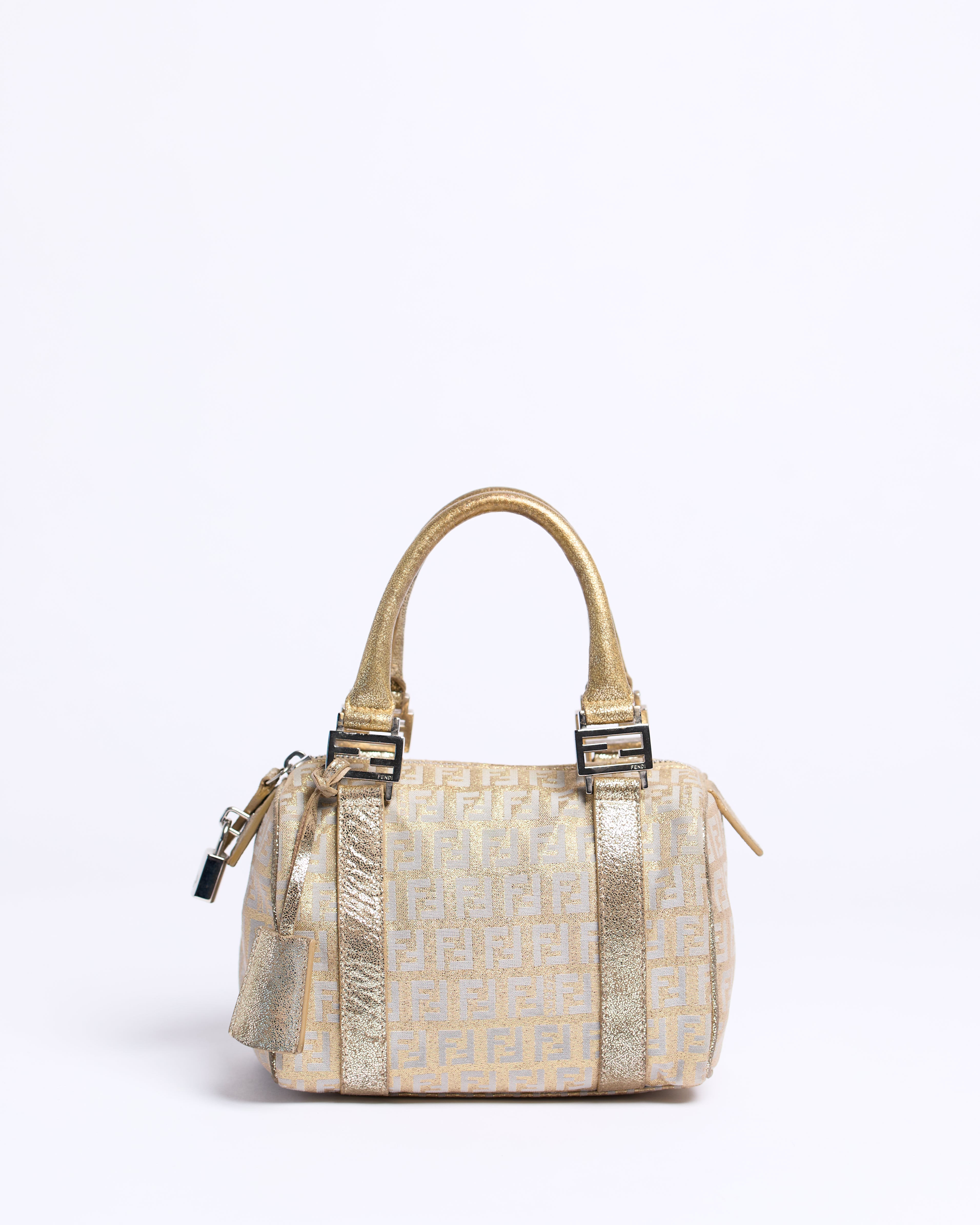 FENDI METALLIC GOLD BOSTON MINI BAG