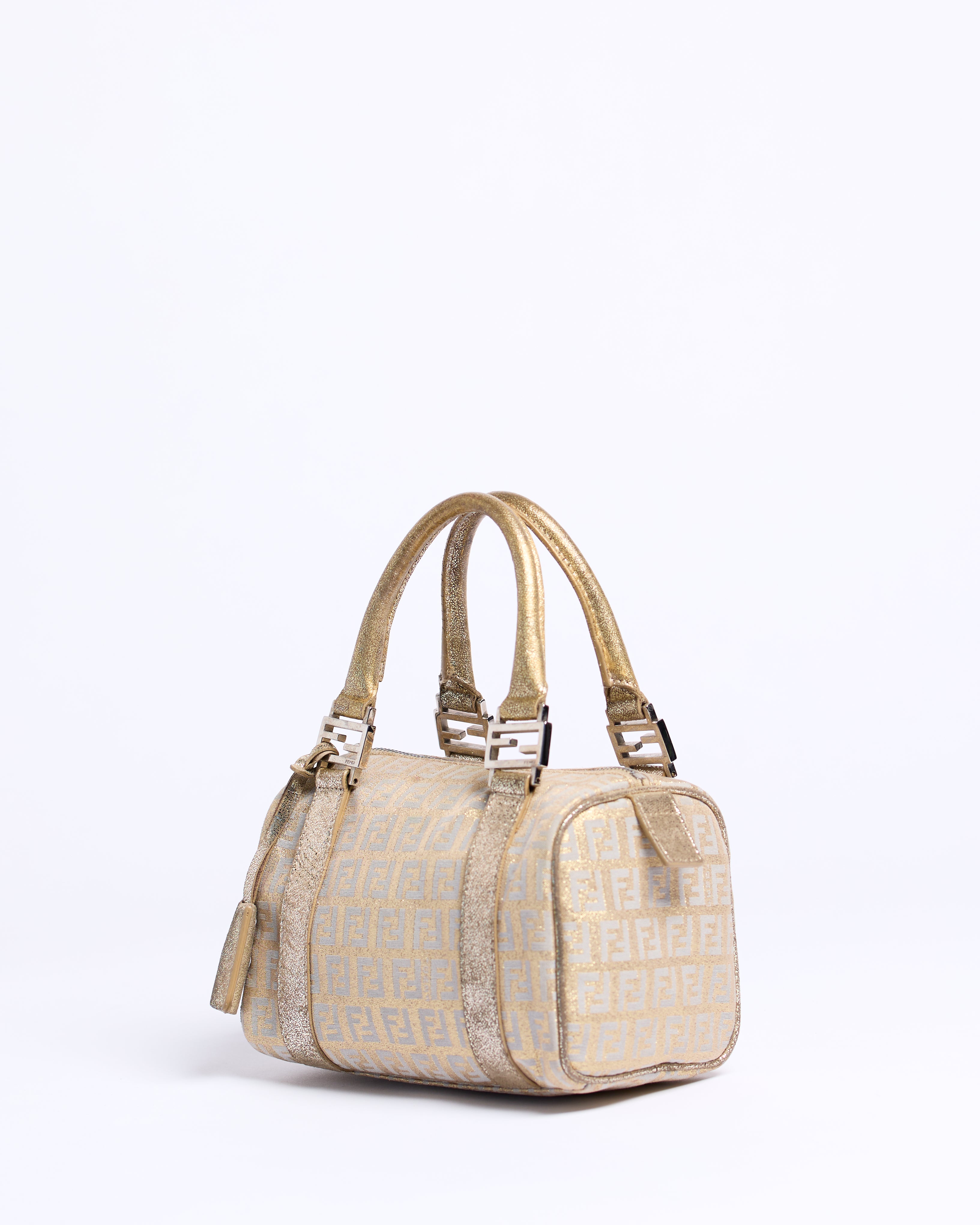 FENDI METALLIC GOLD BOSTON MINI BAG