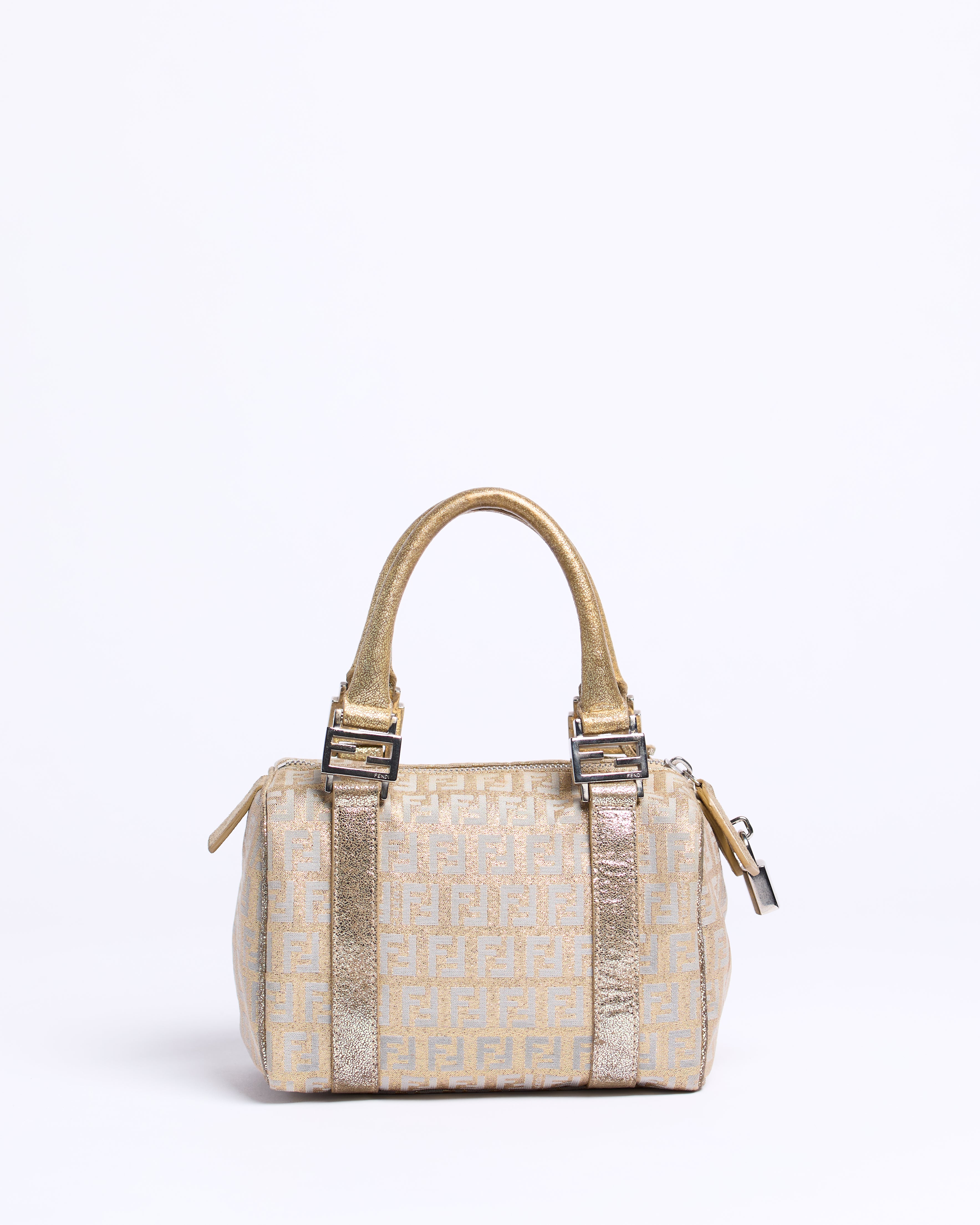 FENDI METALLIC GOLD BOSTON MINI BAG