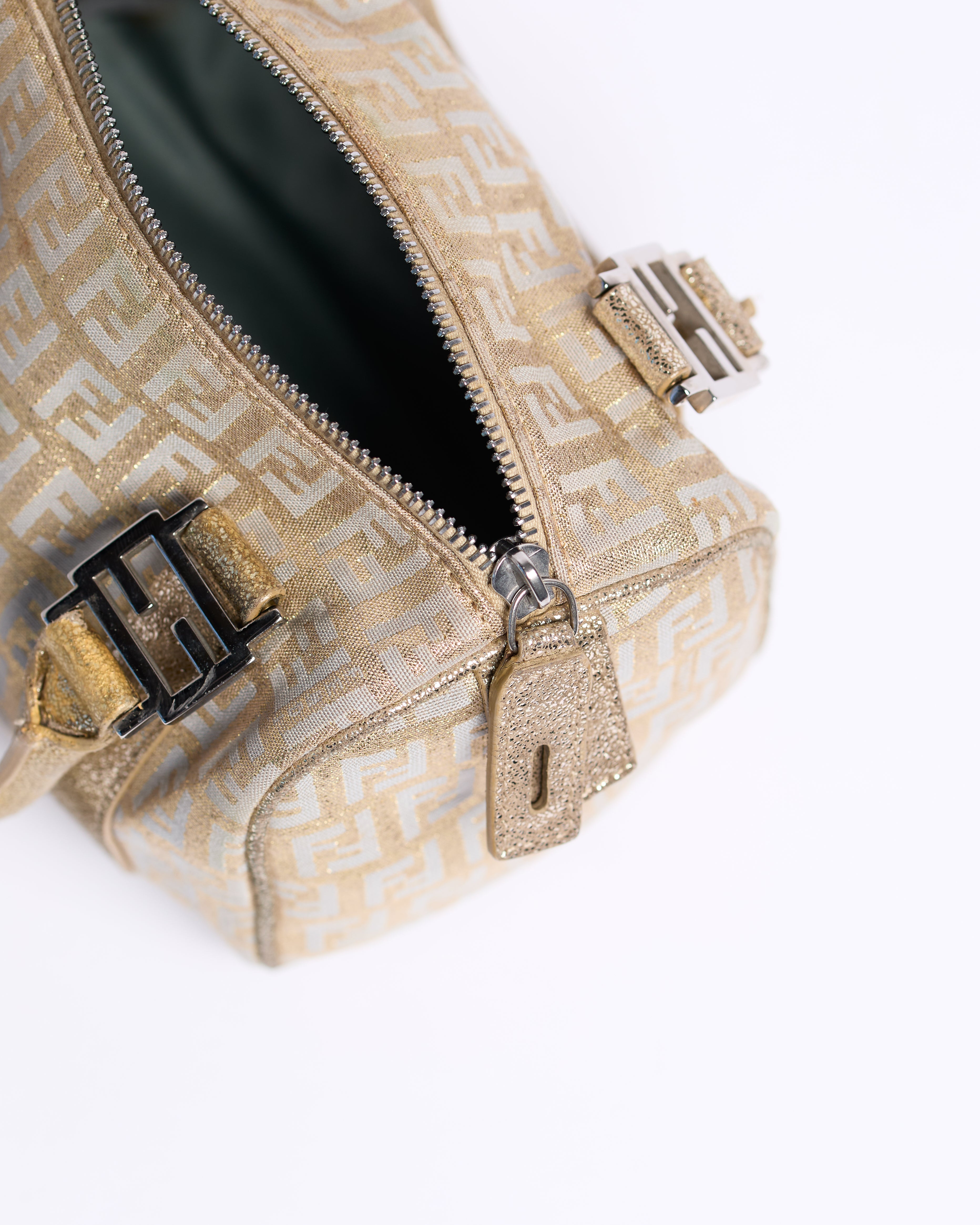 FENDI METALLIC GOLD BOSTON MINI BAG
