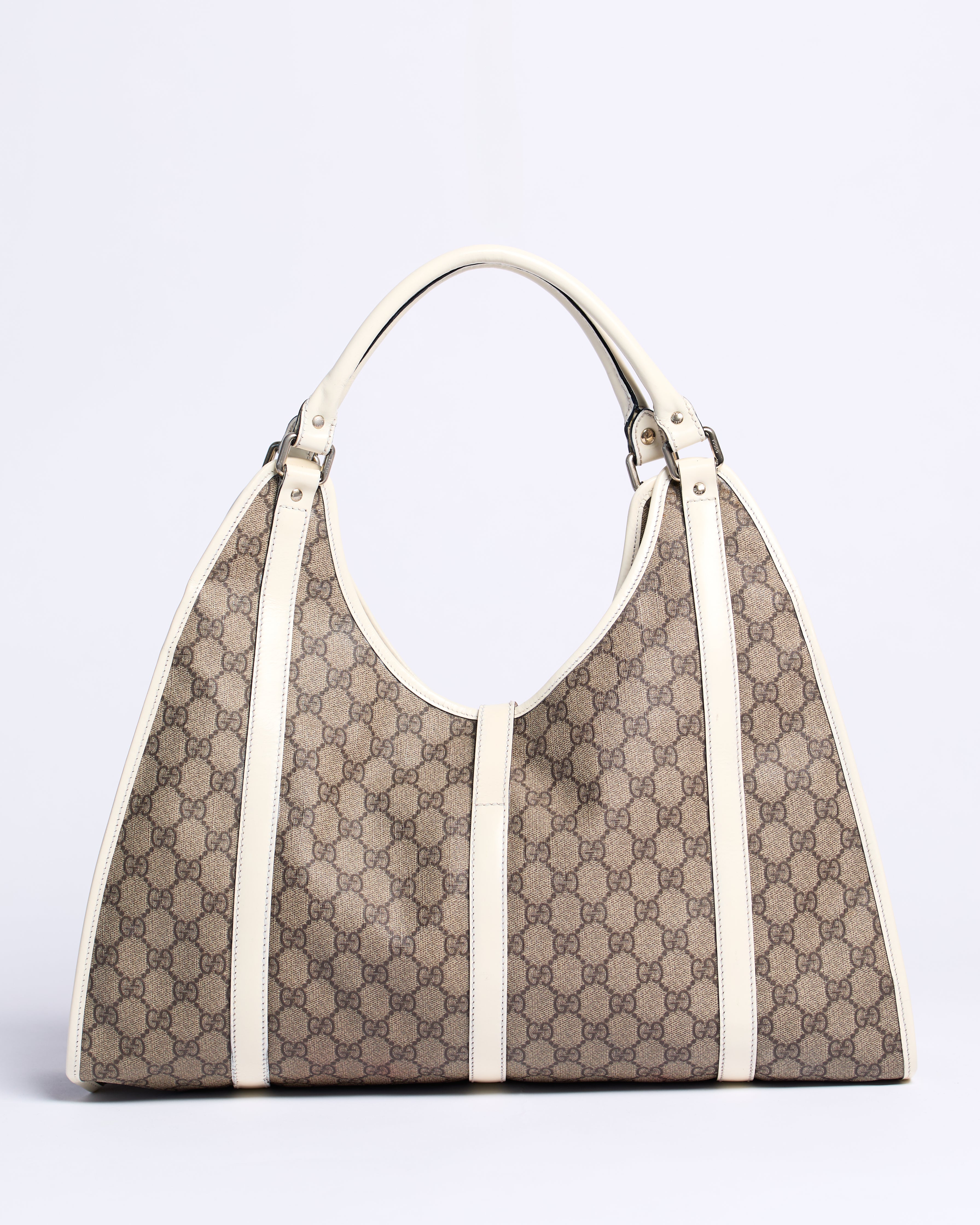 GUCCI GG SUPREME JOY BARDOT LEATHER SHOULDER BAG