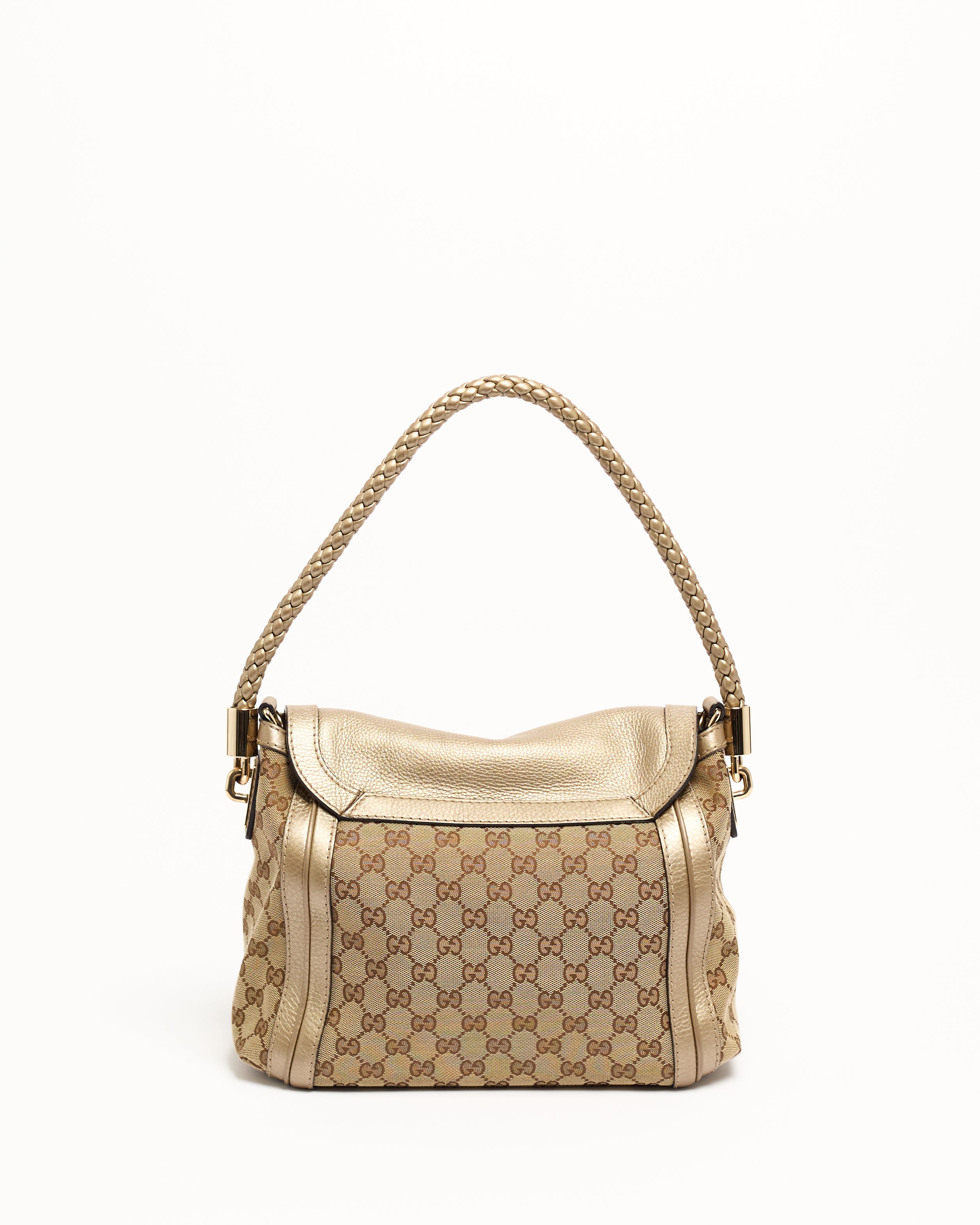 GUCCI GG BELLA FLAP METALLIC SHOULDER BAG